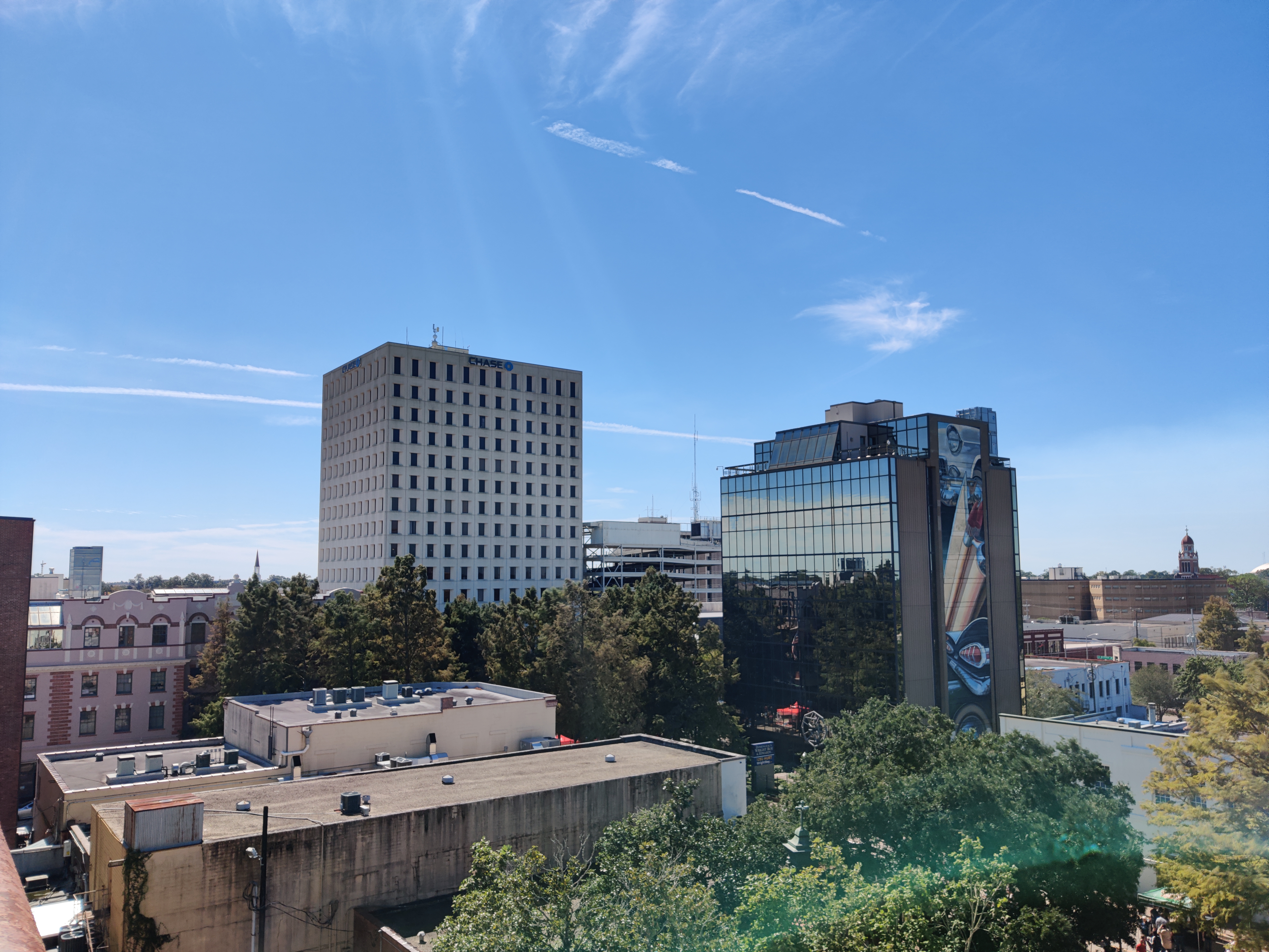 This is a photograph of the downtown area in Lafayette, Louisiana, United States; it was taken on 16 October 2021 during the Boudin Festival in the afternoon.