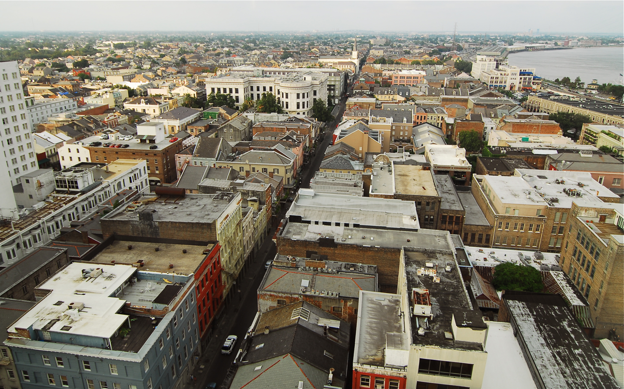 The French Quarter looking out from the Marriott Hotel in September of 2011.