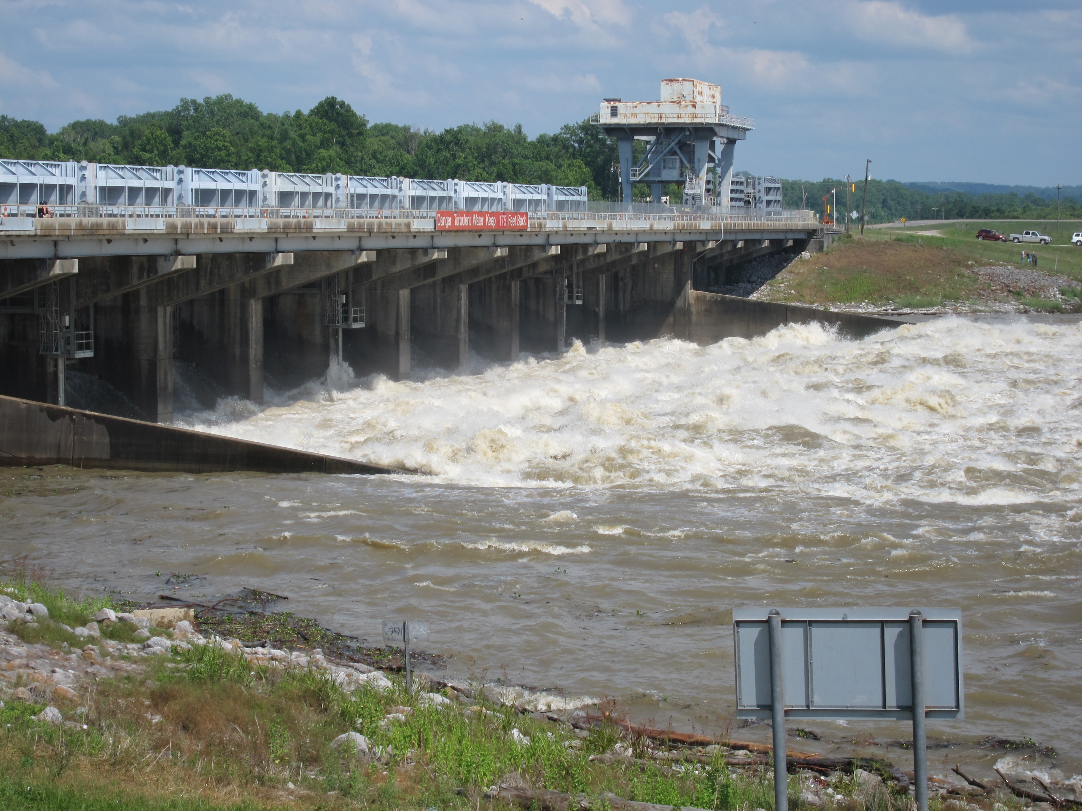 Mississippi River water discharge into the Atchafalaya, Old River Control Structure, Louisiana.