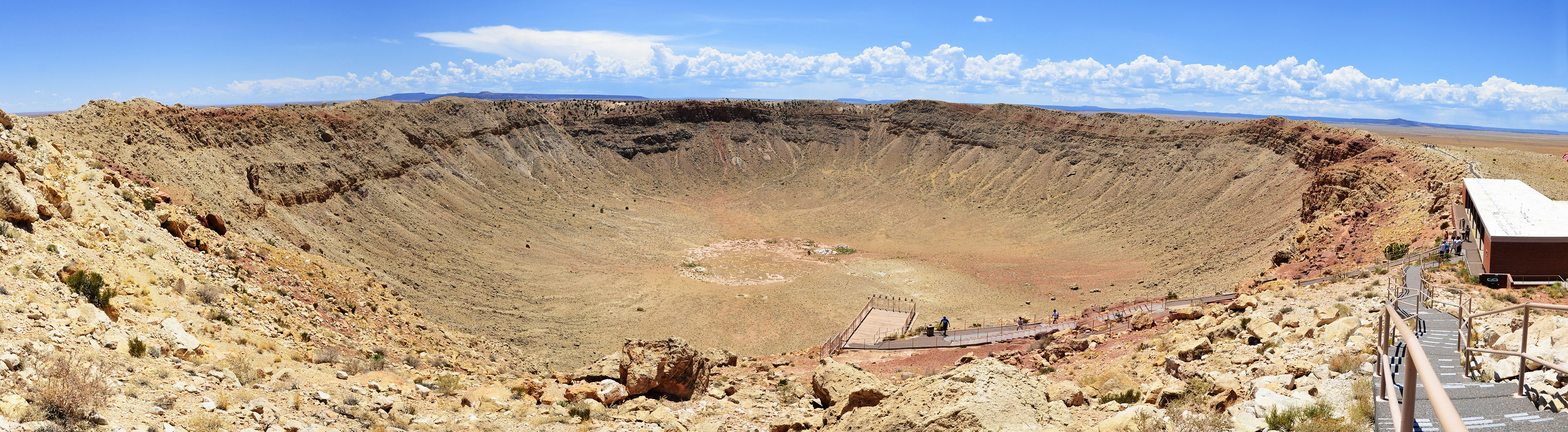 This is a stitched panoramic image of Meteor Crater located near Winslow, Arizona, 2012 07 11