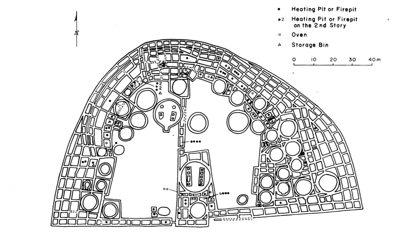 A site map of Pueblo Bonito
