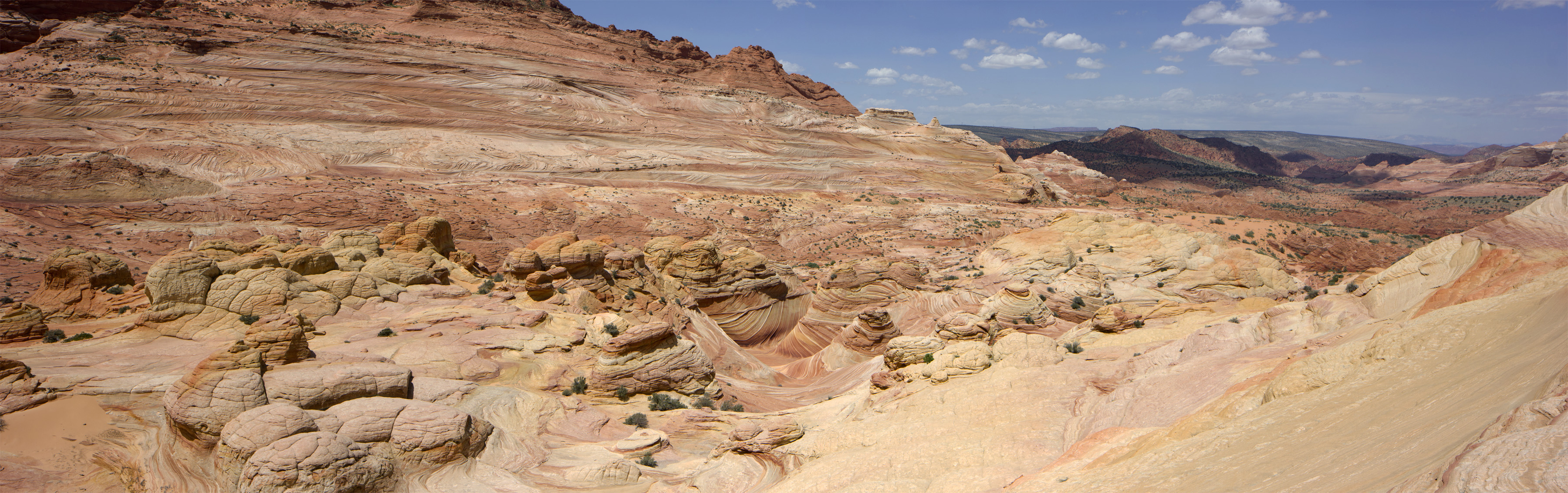 Panoramic photograph looking NNW over The Wave, Arizona.