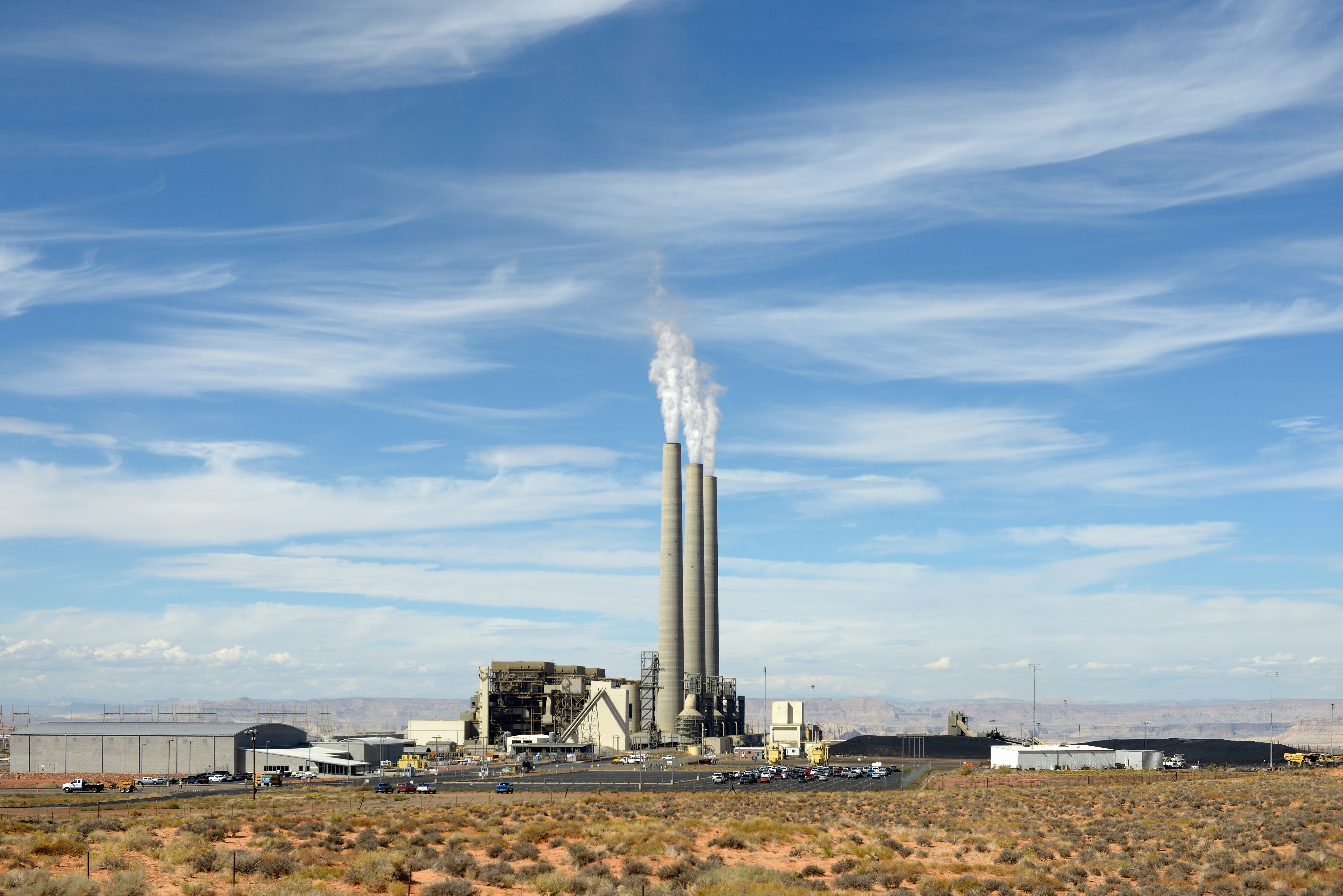 Navajo Generating Station about 4 miles east of Page, Arizona; viewed northwest from SR 98.