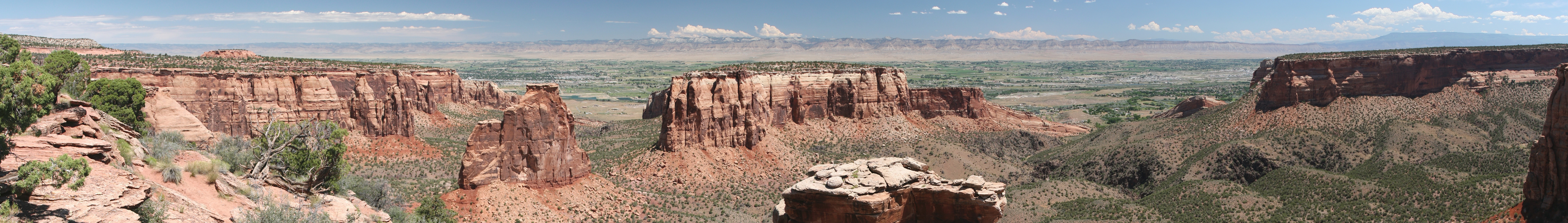Independence monument in Colorado National Monument with Fruita, Colorado in the background