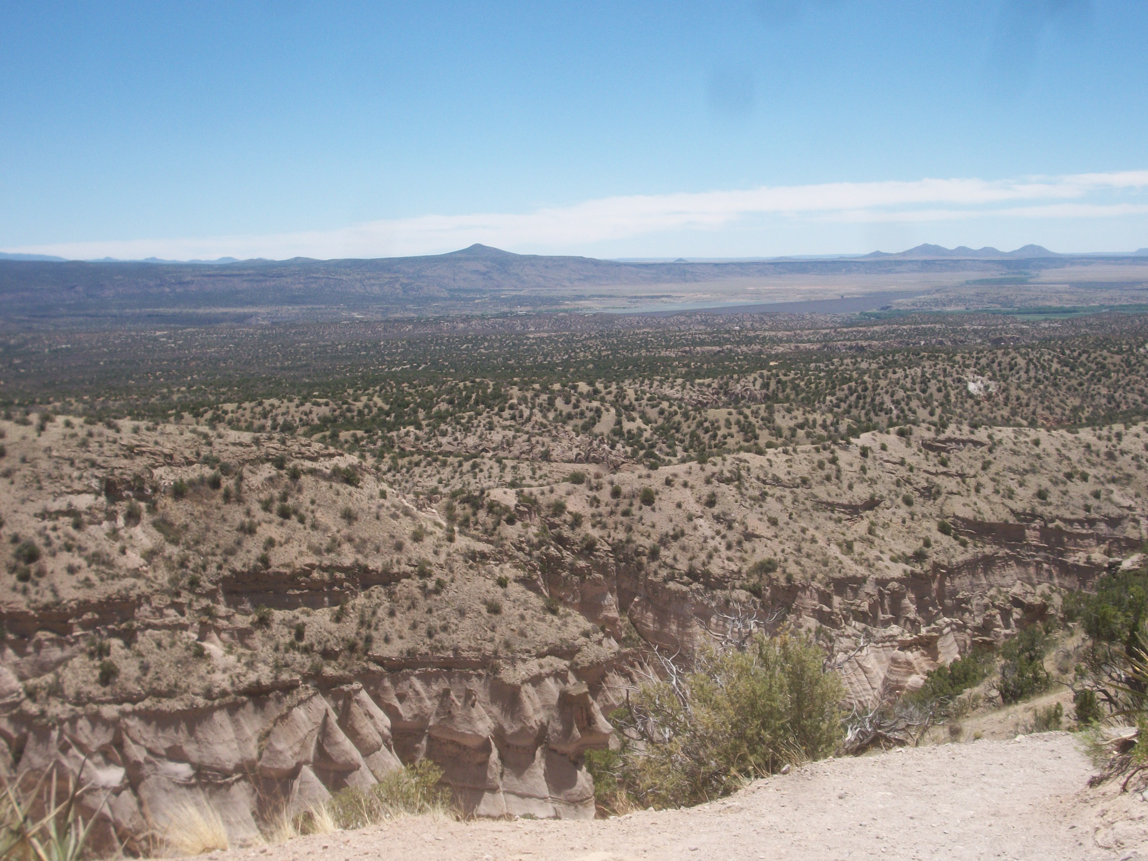 Kasha Katuwe National Monument, with the Rio Grande River in the distance.