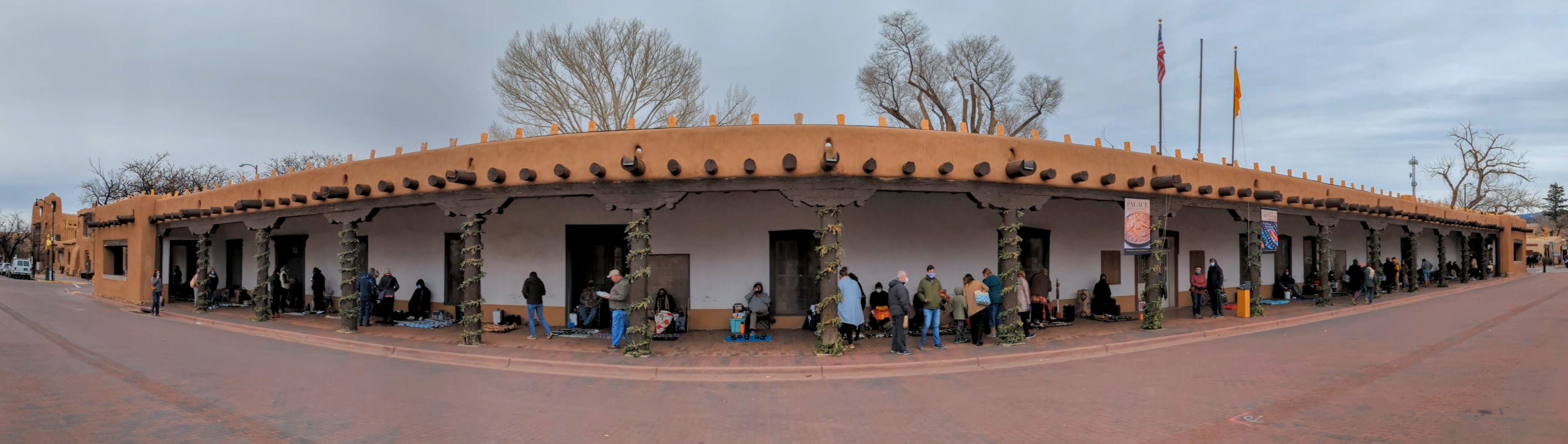 Palace of the Governors, Santa Fe, New Mexico, panoramic view, Dec. 2021