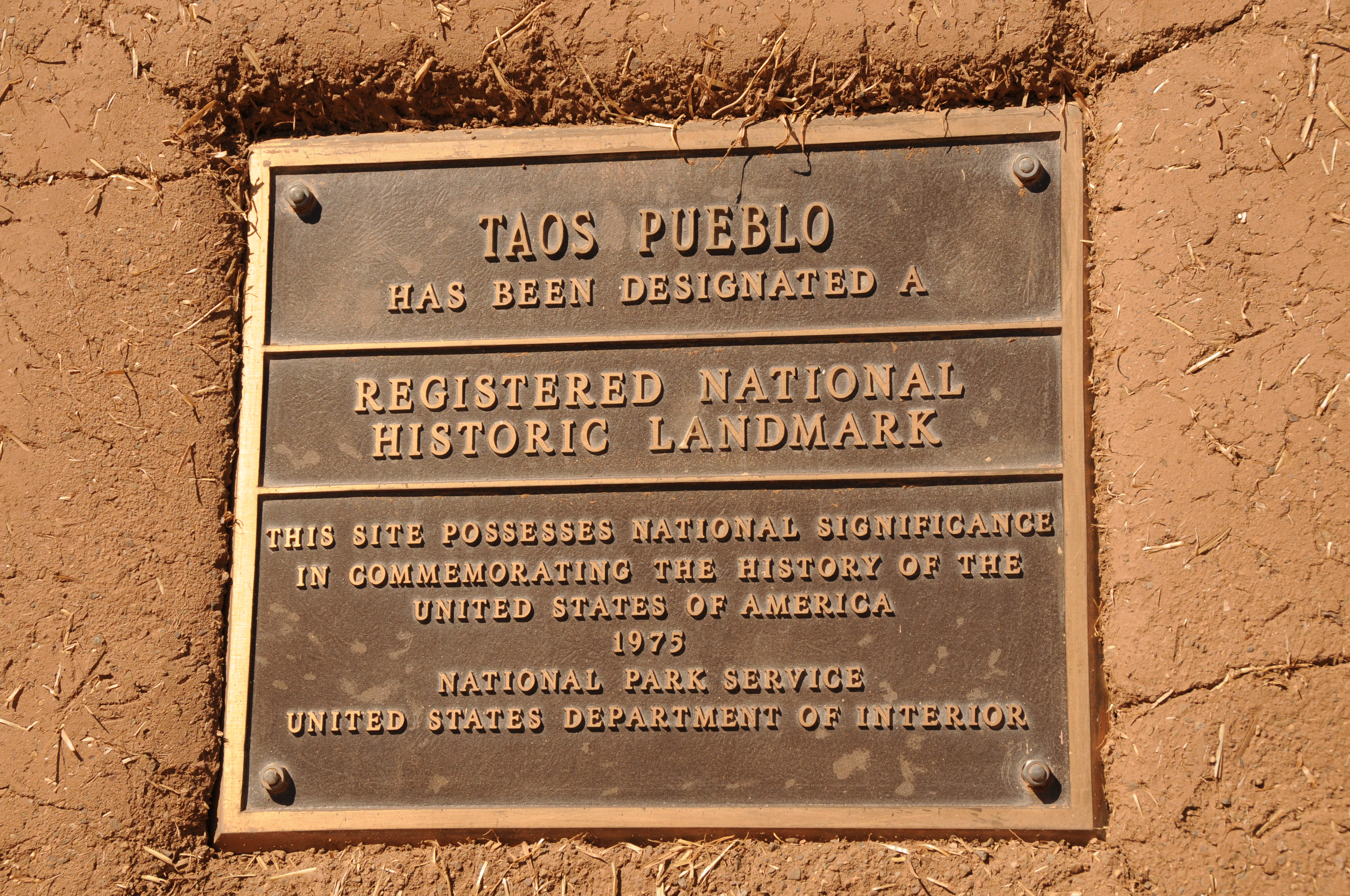 Bronze plaque, Taos Pueblo, New Mexico