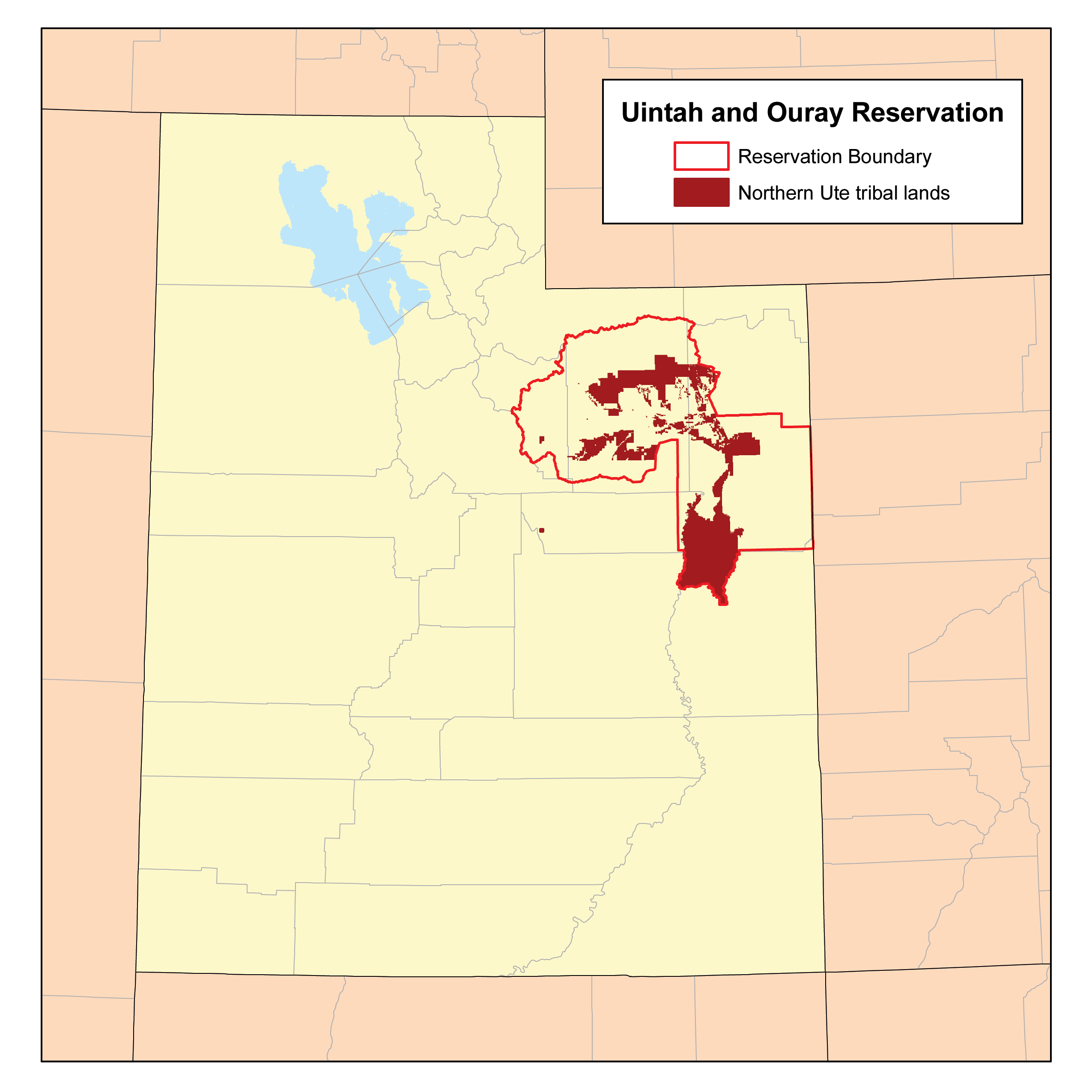 This is a map of the Uintah and Ouray Indian Reservation I made using National Atlas and BIA data.