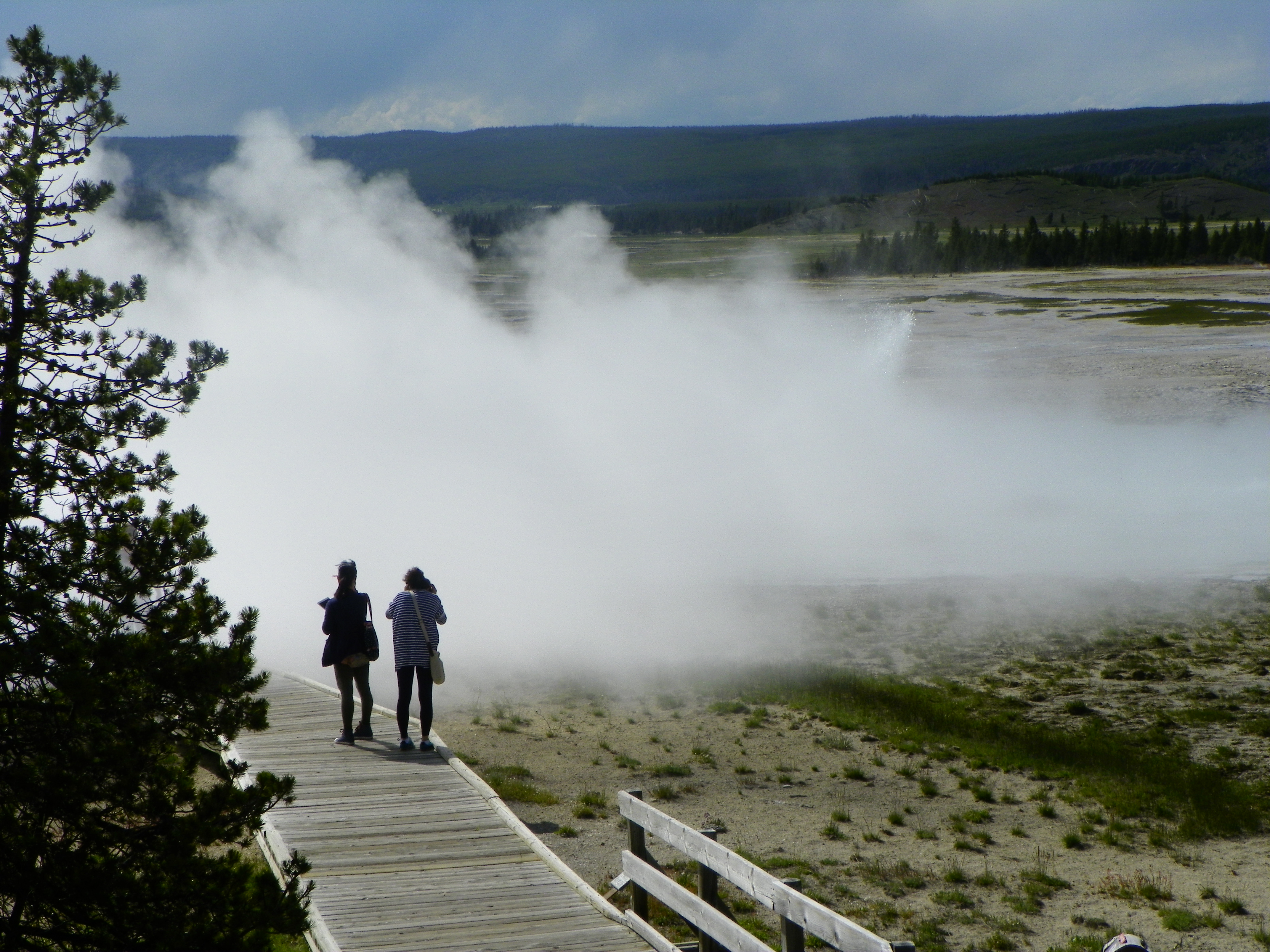 Walking through the geysers at Yellowstone can be fun.
