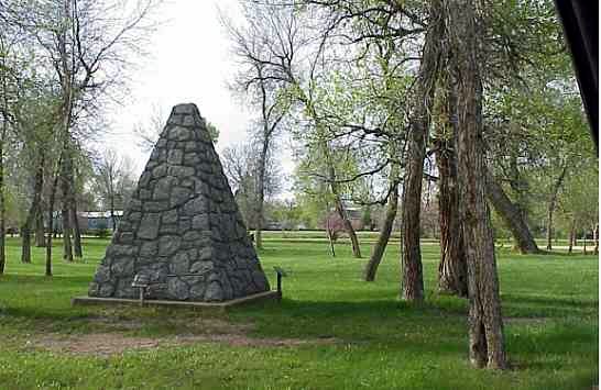 Photo of the marker in Tongue River Battlefield park near Ranchester, Wyoming