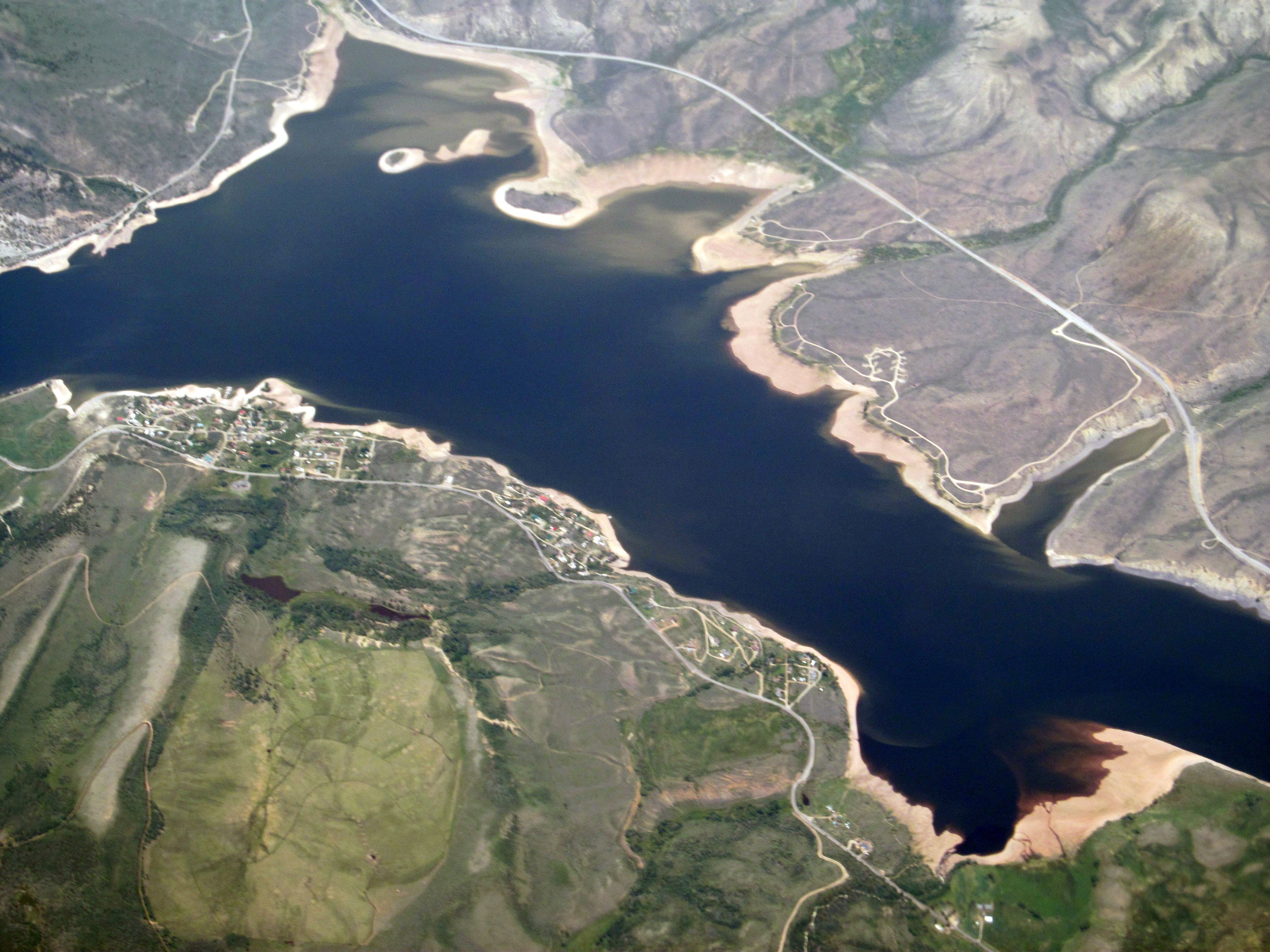Aerial view of Green Mountain Reservoir in June 2017