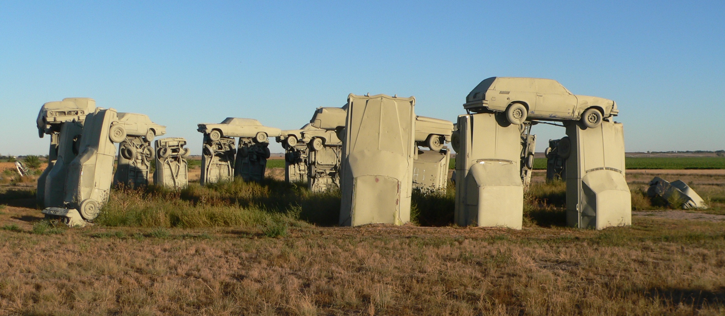 Carhenge, located near Alliance, Nebraska; seen from the northwest.