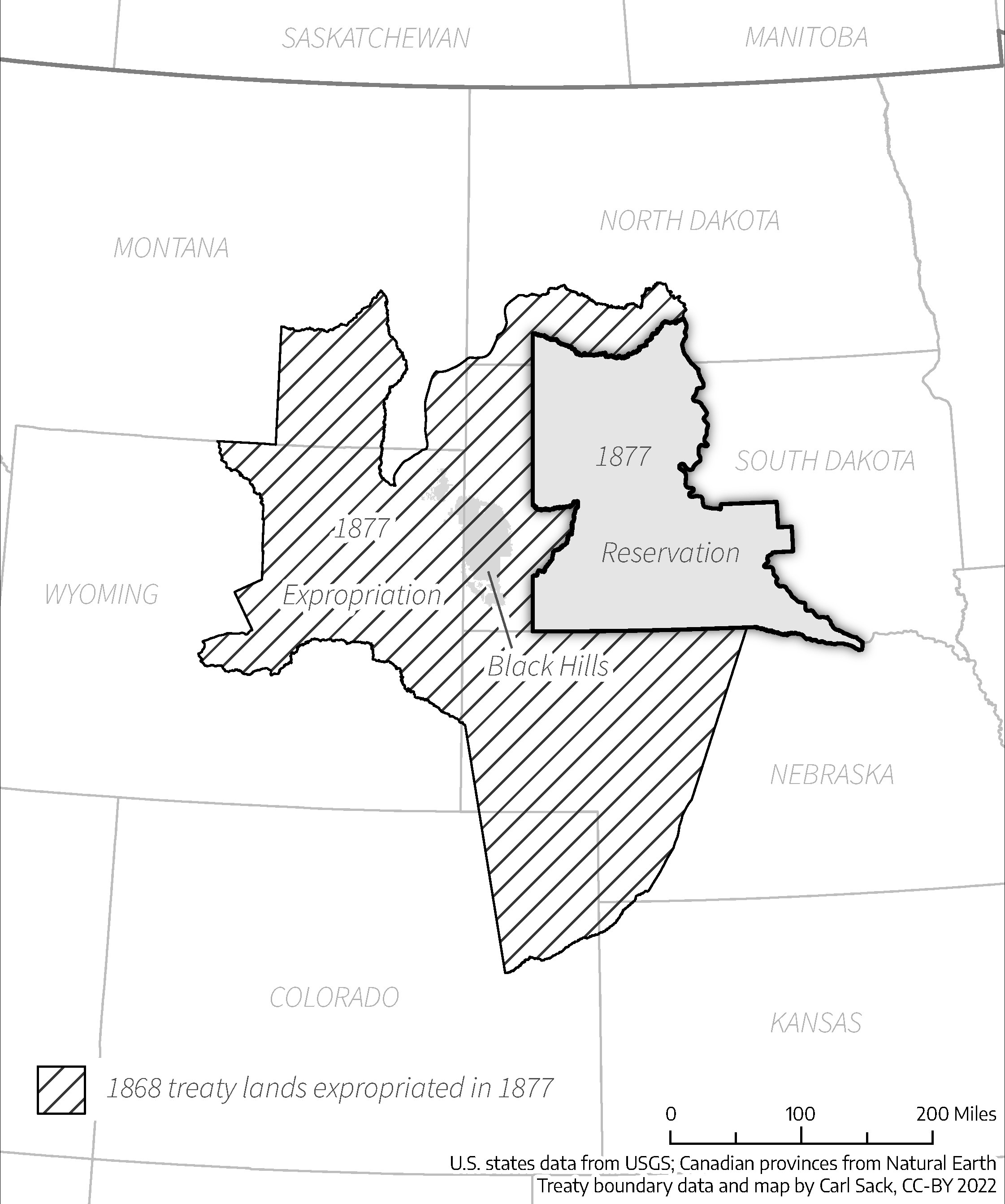 The Sioux Reservation and expropriated lands under 19 Stat. 254, Feb 28, 1877, passed by Congress in violation of the 1868 Treaty of Fort Laramie