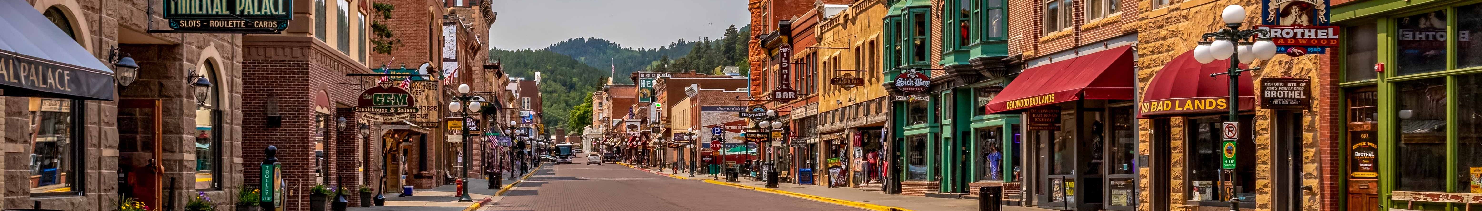 Historic Main Street of Deadwood South Dakota - A Glimpse into the Colorful Old West Gold Rush Mining Town