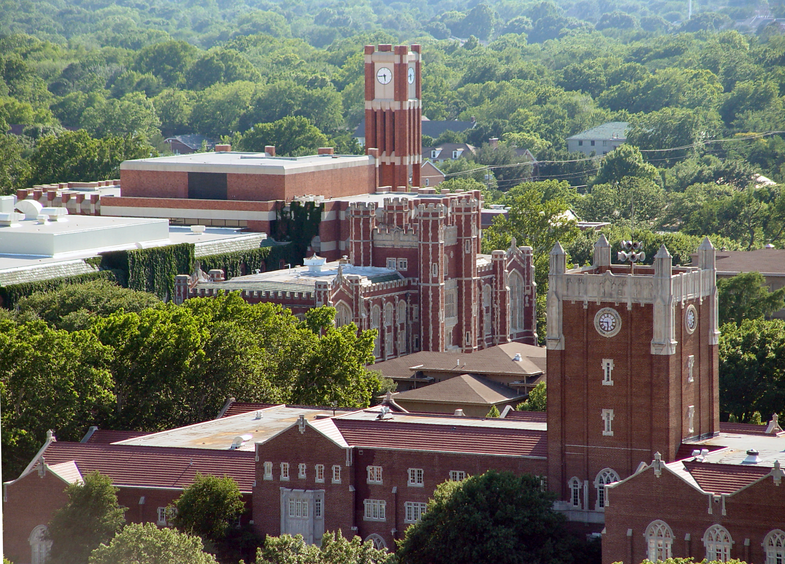 University of Oklahoma's Student Union, Evans Hall, and Bizzell Memorial Library, seen from the roof of Sarkeys Energy Center