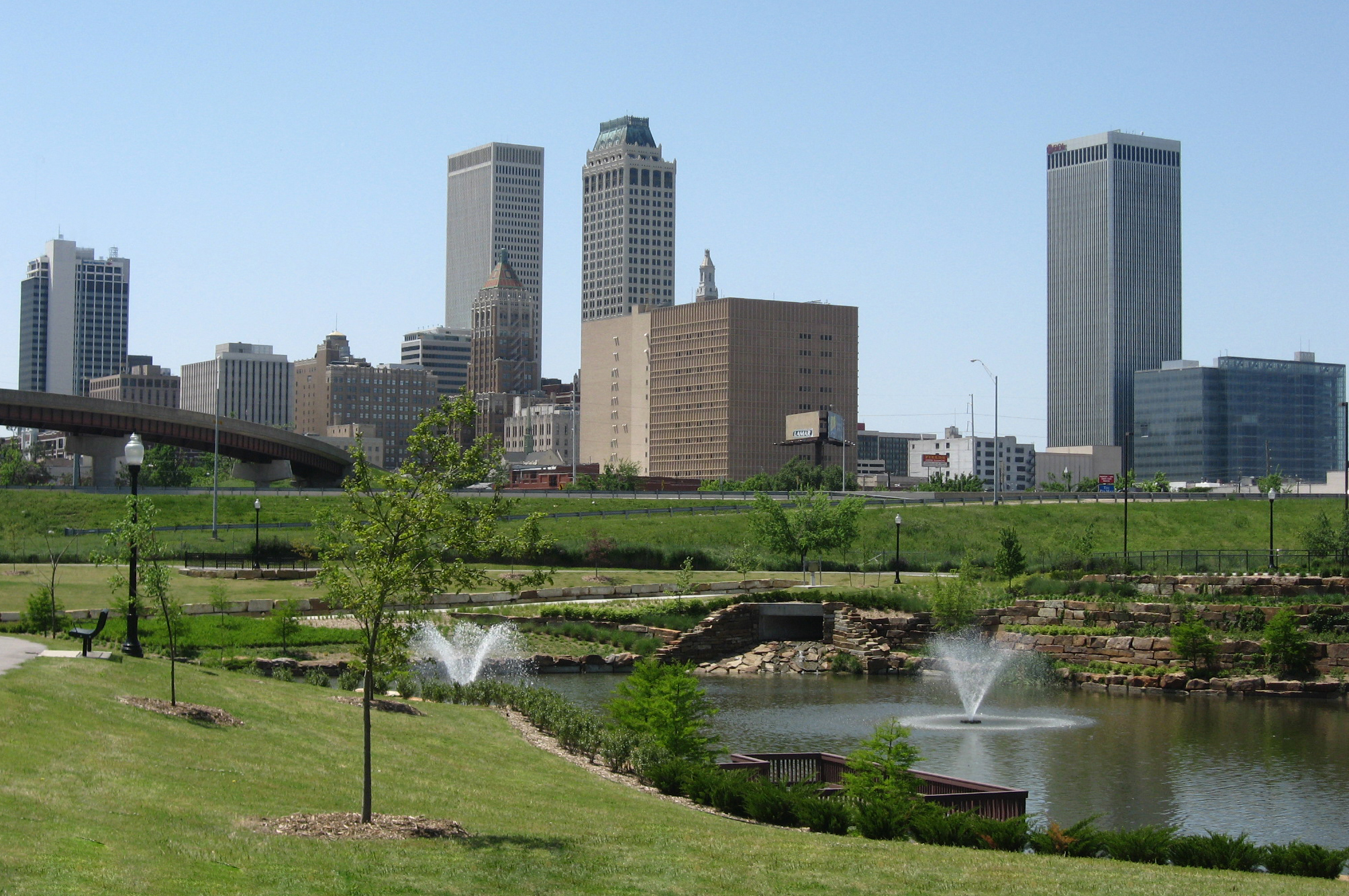 The skyline of downtown Tulsa, Oklahoma, in May 2008.