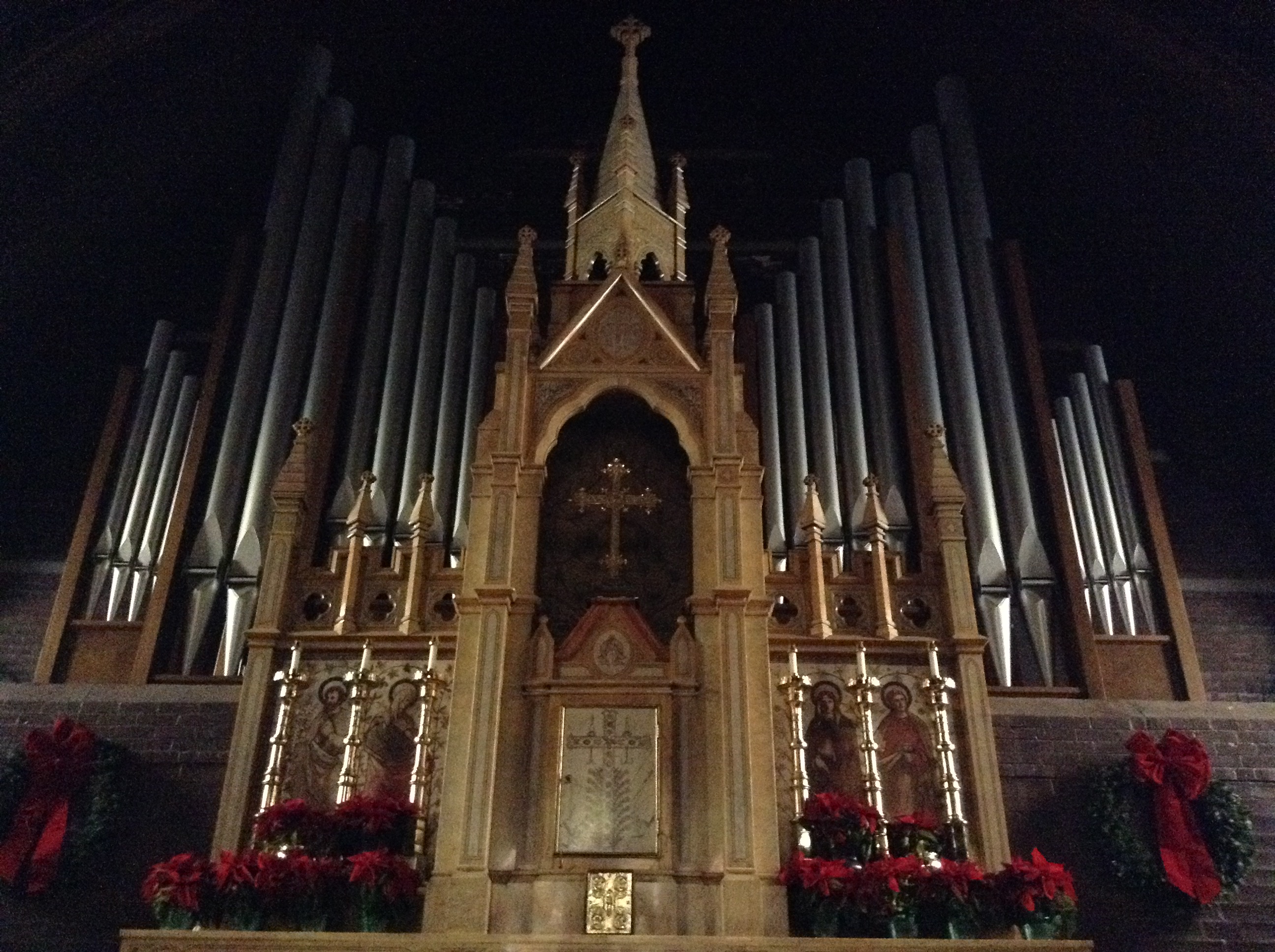 The reredos behind the alter.