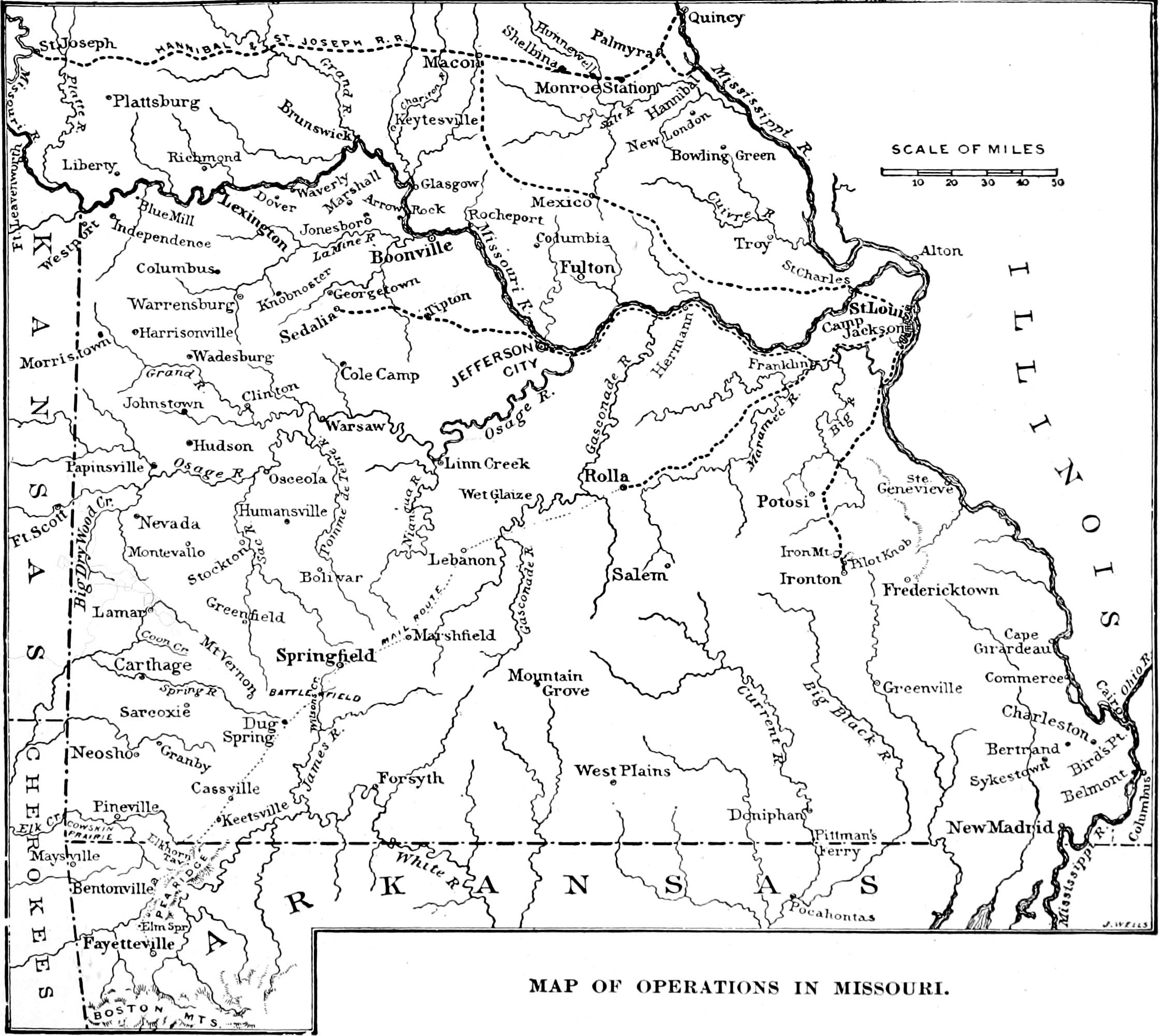 Identifier: abrahamlincoln05nico (find matches)
Title: Abraham Lincoln : a history
Year: 1914 (1910s)
Authors:  Nicolay, John G. (John George), 1832-1901 Hay, John, 1838-1905, joint author
Subjects:  Lincoln, Abraham, 1809-1865 Presidents
Publisher:  New York : Century Co.
Contributing Library:  Lincoln Financial Foundation Collection
Digitizing Sponsor:  The Institute of Museum and Library Services through an Indiana State Library LSTA Grant

View Book Page: Book Viewer
About This Book: Catalog Entry
View All Images: All Images From Book
Click here to view book online to see this illustration in context in a browseable online version of this book.

Text Appearing Before Image:
earlier date (October 11, 1861), whenit wisely adopted an ordinance postponing theState election for the period of one year, and forcontinuing the officers of the provisional govern-ment until their successors should be duly ap-pointed. With his tenure of power thus prolonged,Governor Gamble, also by direction of the Conven-tion, proposed to the President to raise a specialforce of Missouri State militia for service withinthe State during the war there, but to act with theUnited States troops in military operations withinthe State or when necessary to its defense. President Lincoln accepted the plan upon the con-dition that whatever United States officer might bein command of the Department of the West should x. , also be commissioned by the Governor to command Lincoln, J Eme°nT~ tne Missouri State militia; and that if the Presi-de?0 V.r. dent changed the former, the Governor shouldYp.IS1 make the corresponding change, in order thatconflict of authority or of military plans might be
Text Appearing After Image:
HALLECK 97 Schofleld,Report, Vol. XIII.,p. 7. avoided. This agreement was entered into be-tween President Lincoln and Governor Gamble onNovember 6, and on November 27 Brigadier-Gen-eral J. M. Schofield received orders from Halleckto raise, organize, and command this special militiacorps. The plan was attended with reasonablesuccess, and by the 15th of April, 1862, reportedGeneral Schofield, an active, efficient force of13,800 men was placed in the field, nearly all ibid., P. aof cavalry. The raising and organizing of thisforce during the winter and spring of 1861-62produced a certain degree of local military activ-ity just at the season when the partisan andguerrilla operations of rebel sympathizers werenecessarily impeded or wholly suspended by severeweather; and this, joined with the vigorous ad-ministration of General Halleck, and the fact thatCurtis was chasing the army of Price out of South-west Missouri, gave a somewhat delusive appear-ance of quiet and order throughout the Stat

Note About Images

Please note that these images are extracted from scanned page images that may have been digitally enhanced for readability - coloration and appearance of these illustrations may not perfectly resemble the original work.