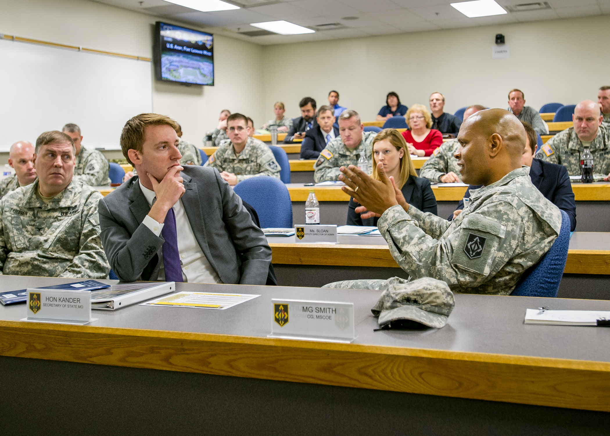 Missouri Secretary of State Jason Kander visited Fort Leonard Wood Nov. 19 to meet with the post's senior leaders and to get a first-hand look at the Army's elite chemical, engineer and military police training.