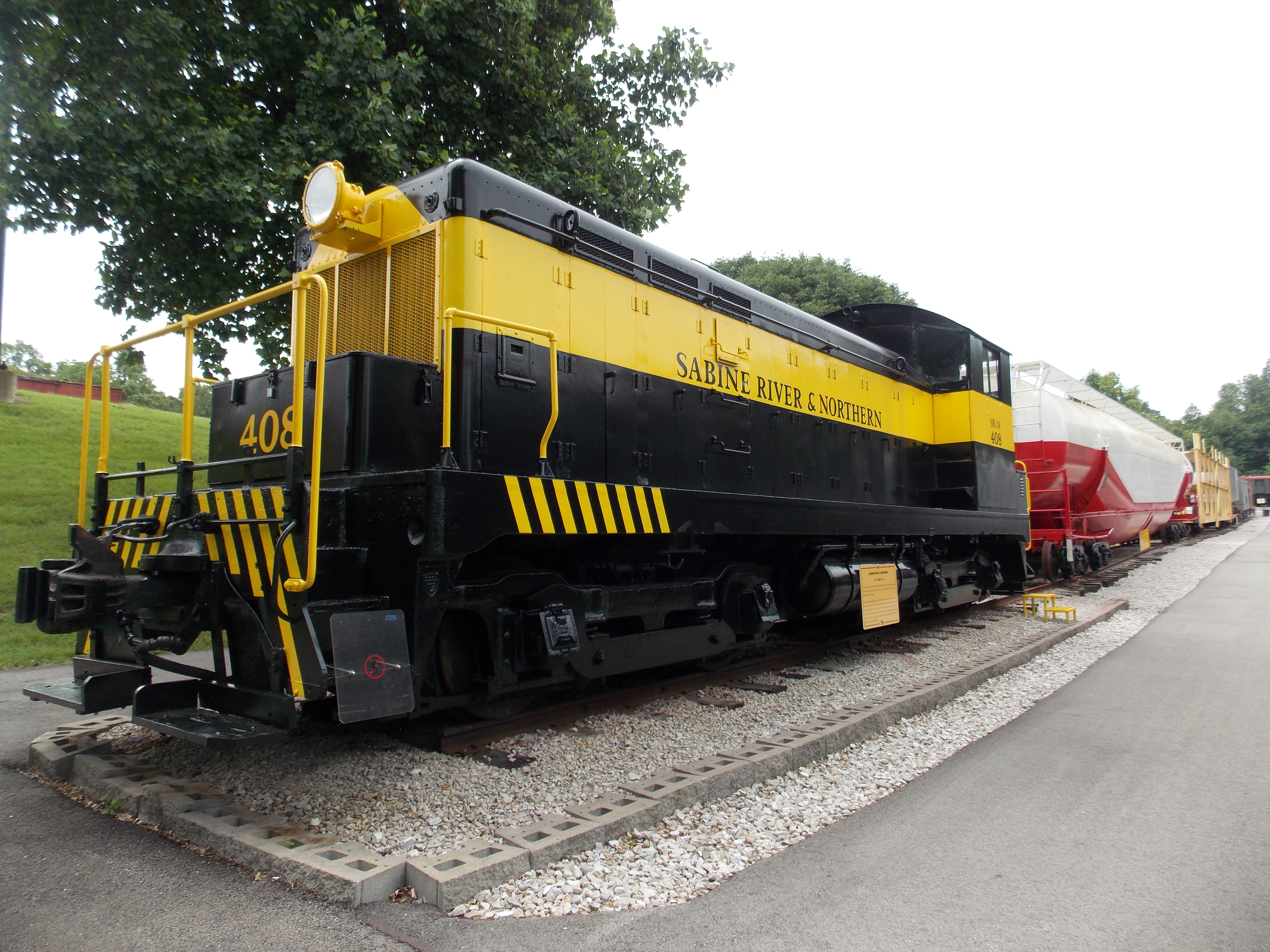 A rare EMD NC Switcher Engine. Sabine River & Northern EMD NC #408. As seen on display in the National Museum of Transportation in Kirkwood, Missouri.