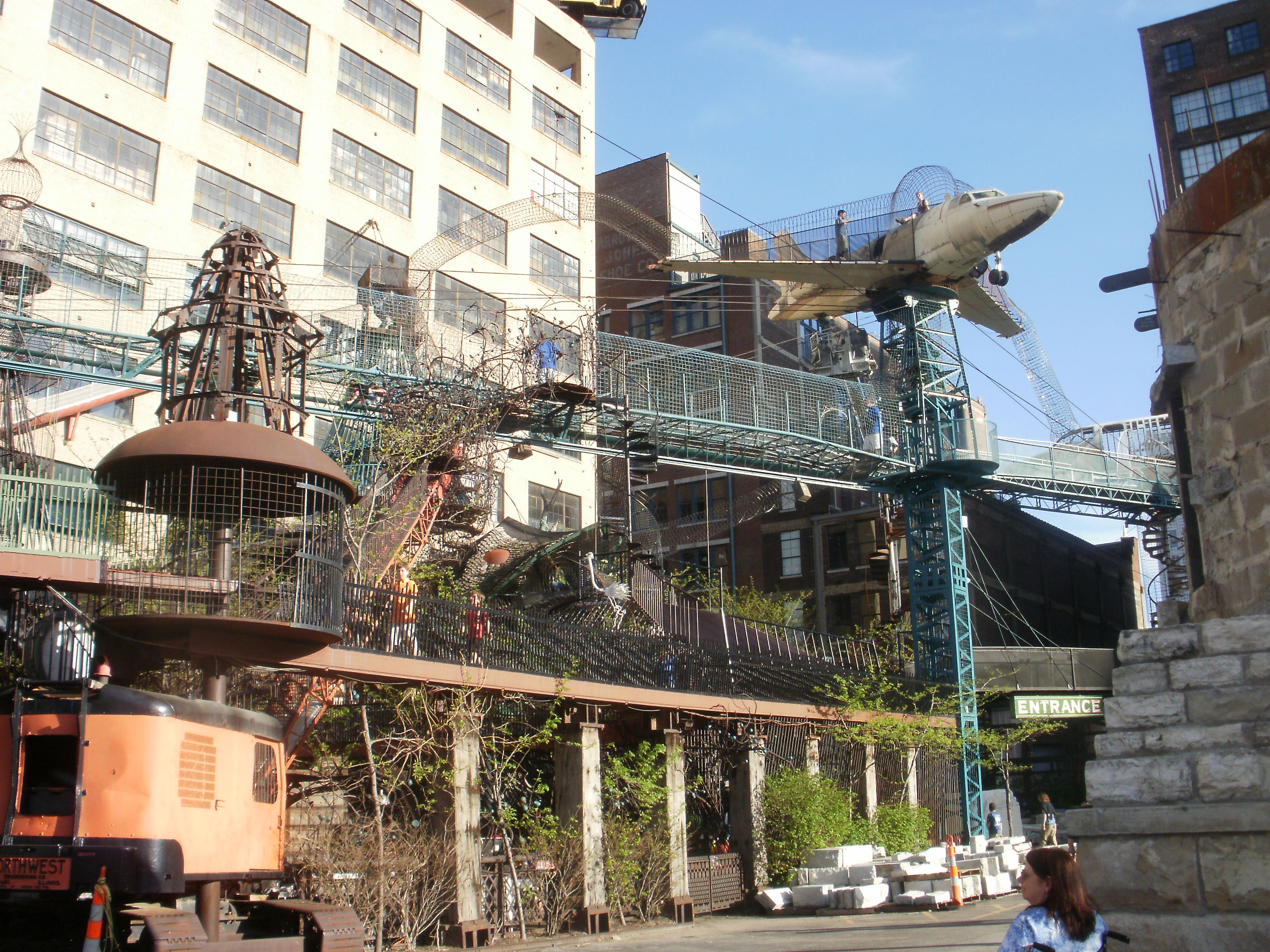 View of the outdoor structures at City Museum in St. Louis, Missouri.