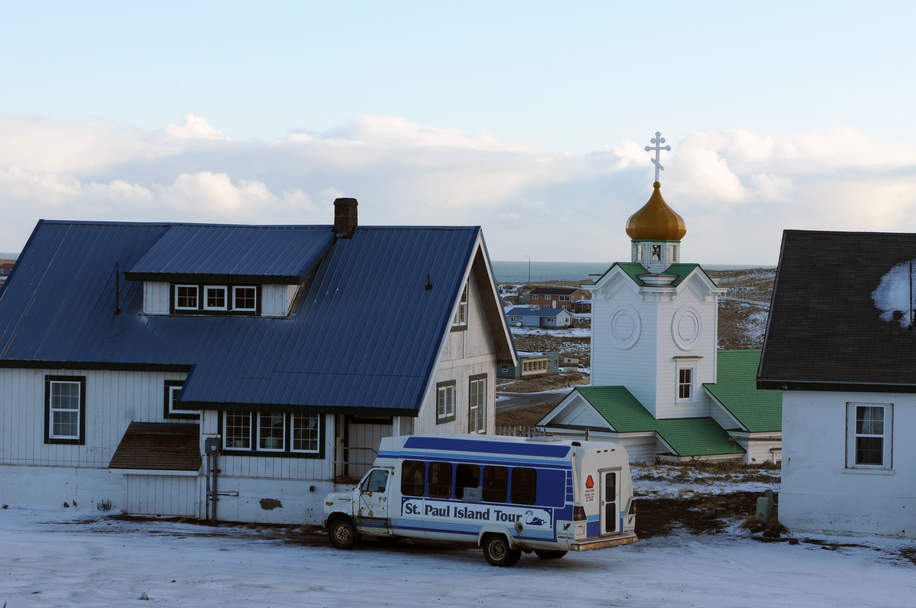 St. Paul Island, Alaska, on Nov. 6, 2010. About 500 people live on the island 775 miles west of Anchorage in the Bering Sea. The Alaska National Guard brought Christmas to the island early Nov. 6 as part of its 54th annual Operation Santa Claus outreach to the state's remote communities. (U.S. Army photo by Staff Sgt. Jim Greenhill) (Released)