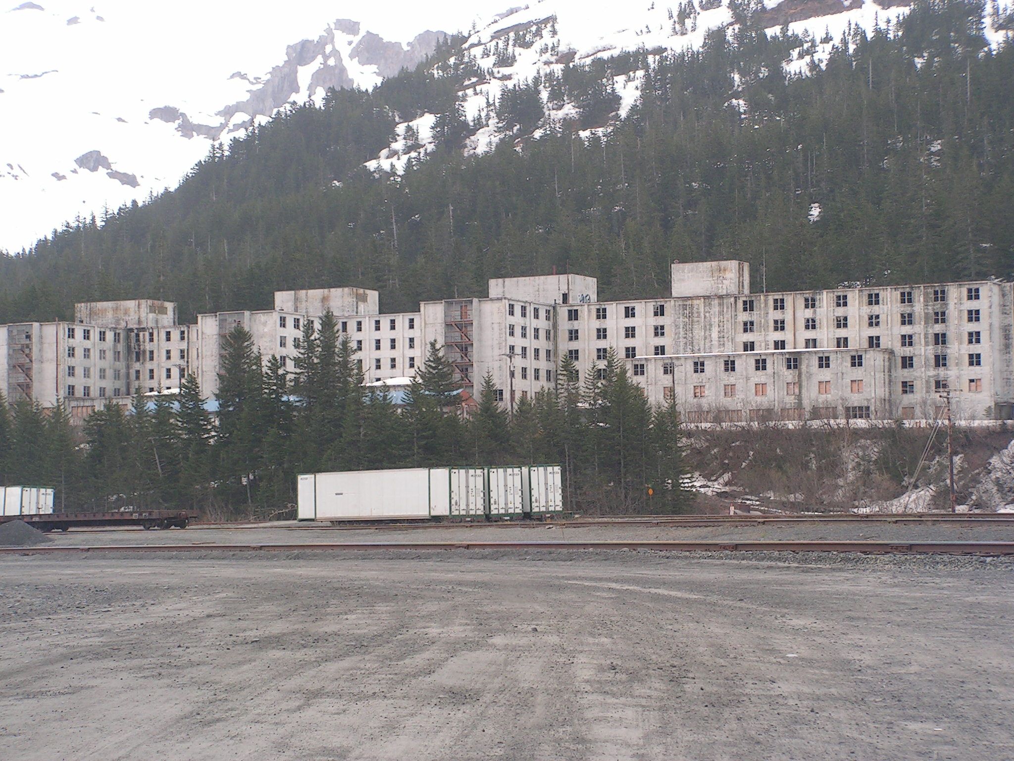 The Buckner Building in Whittier, Alaska, USA.