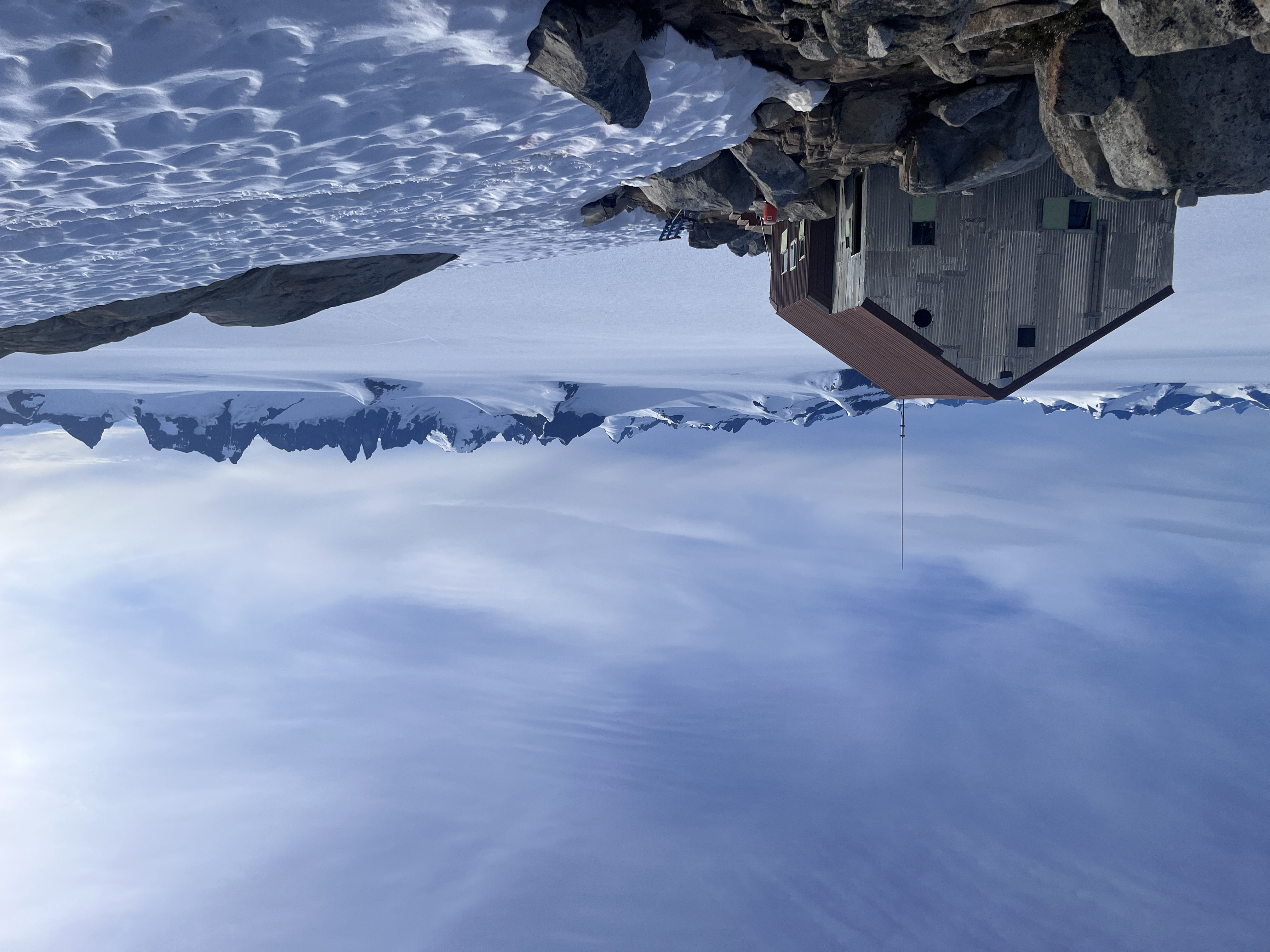 A view of JIRP field camp 10 and the Taku Towers on the Juneau Icefield.