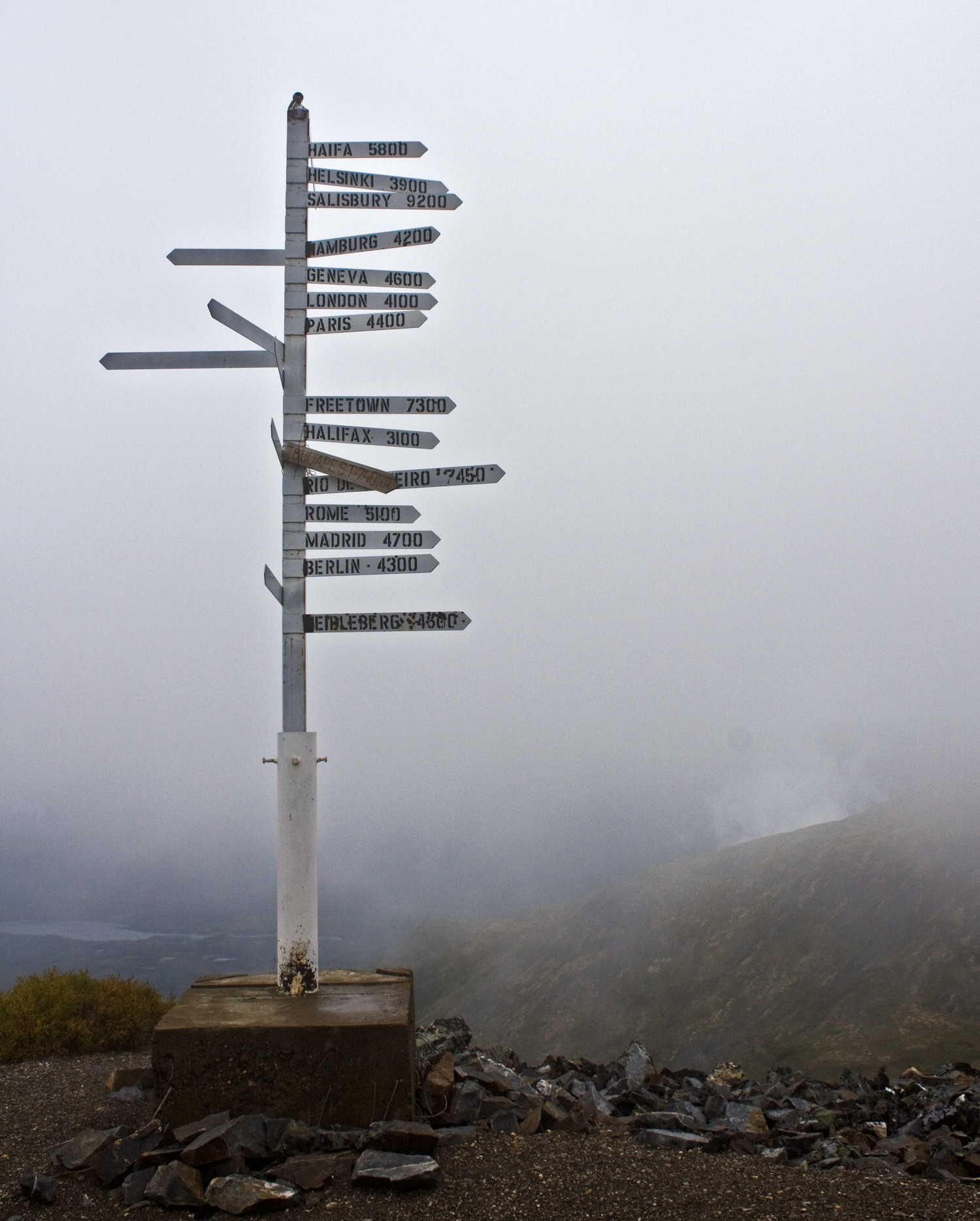Signpost at the top of Keno Hill