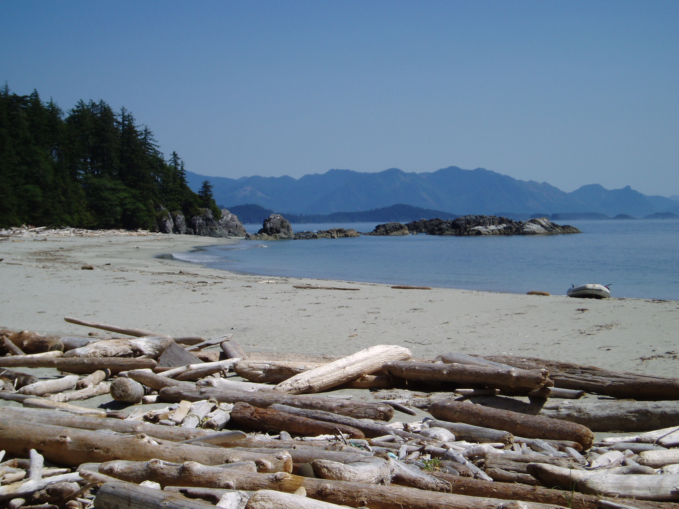 deserted beach on southern coast of Brooks Peninsula, West coast of northern Vancouver Island, BC, CA