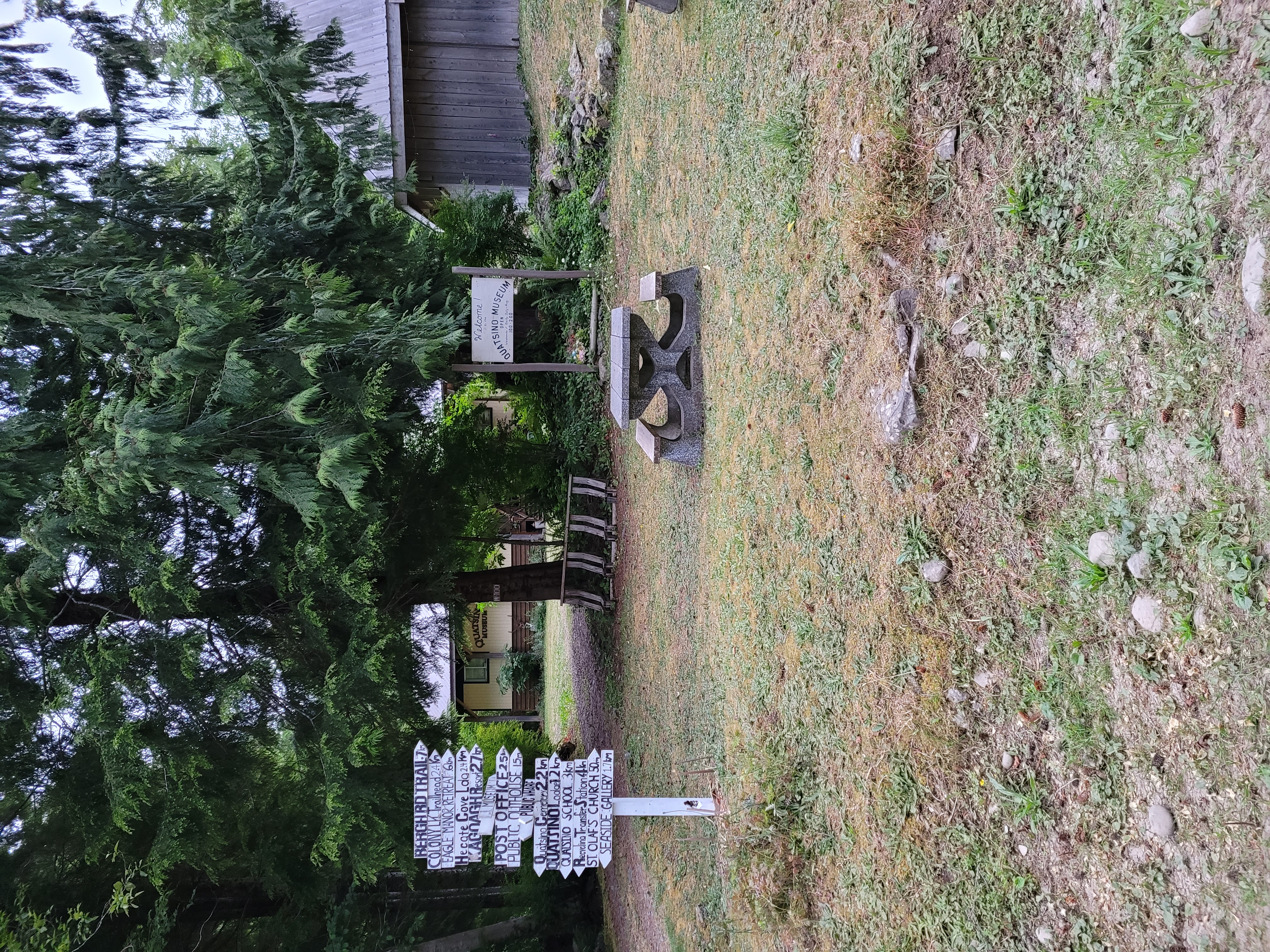 Directional sign to all major attractions in Quatsino ( Vancouver Island )