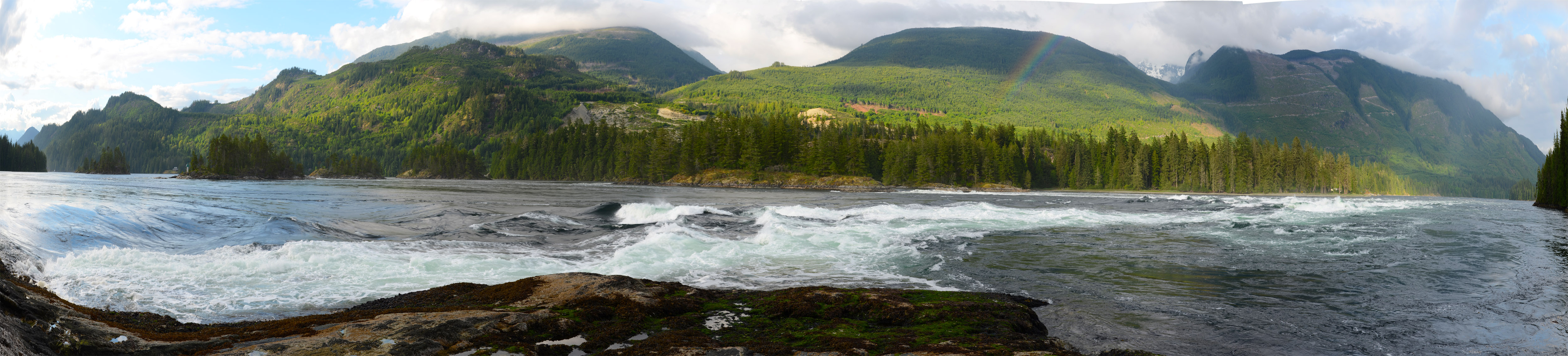 Skookumchuck Narrows panorama. Taken Sunday, 26 May 2013 18:15 at a very high tide