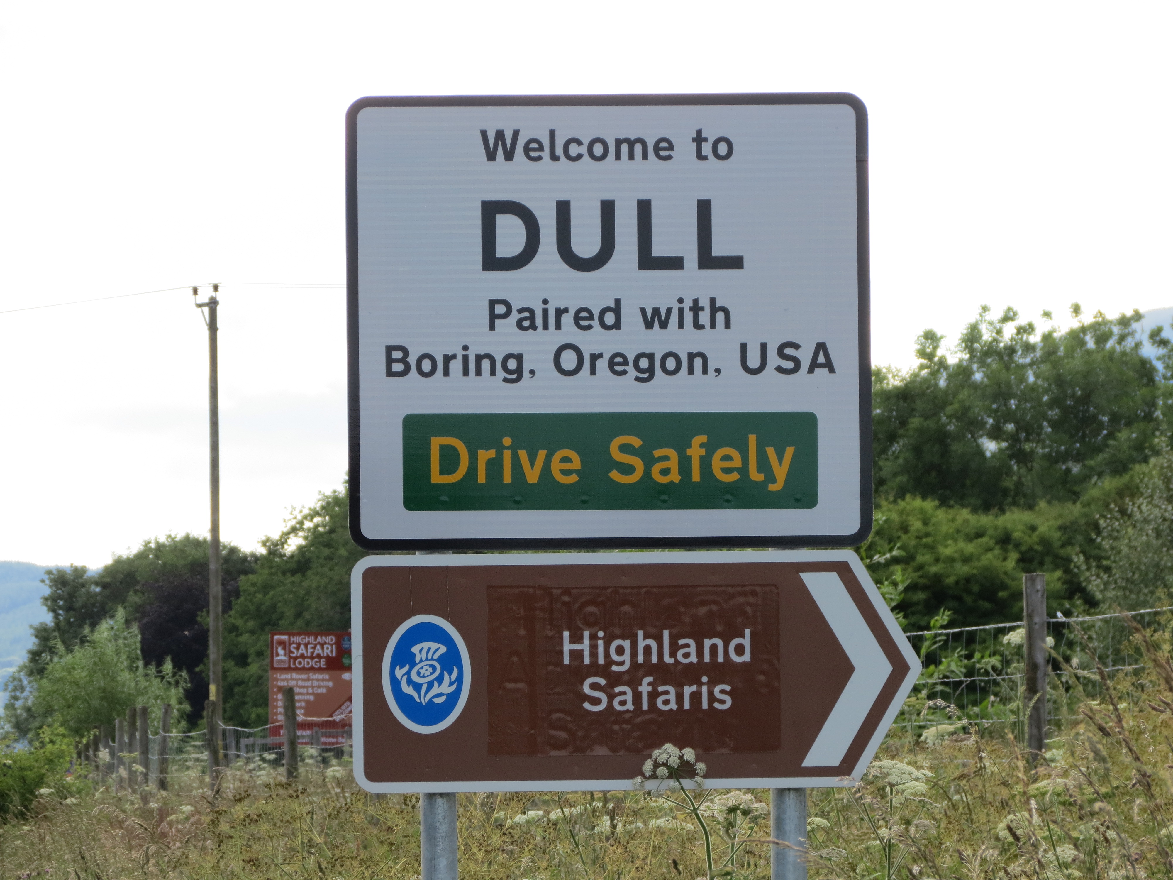 Twinning sign at Dull village,  Perth and Kinross, Scotland