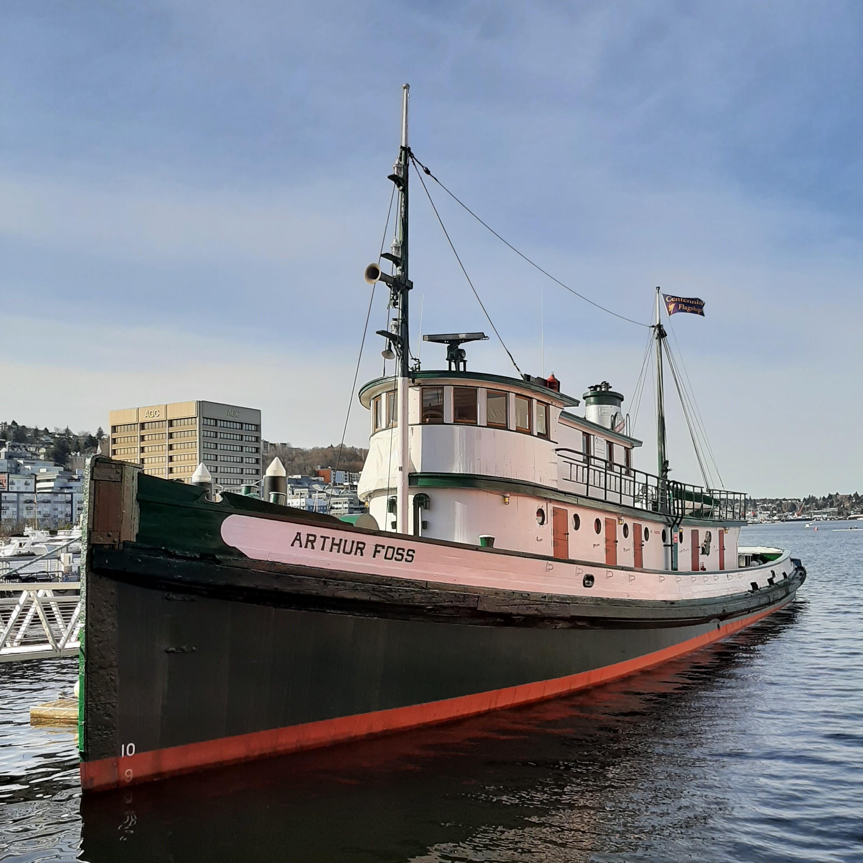 Arthur Foss in her slip at the Historic Ships Wharf at Lake Union Park, March 2021