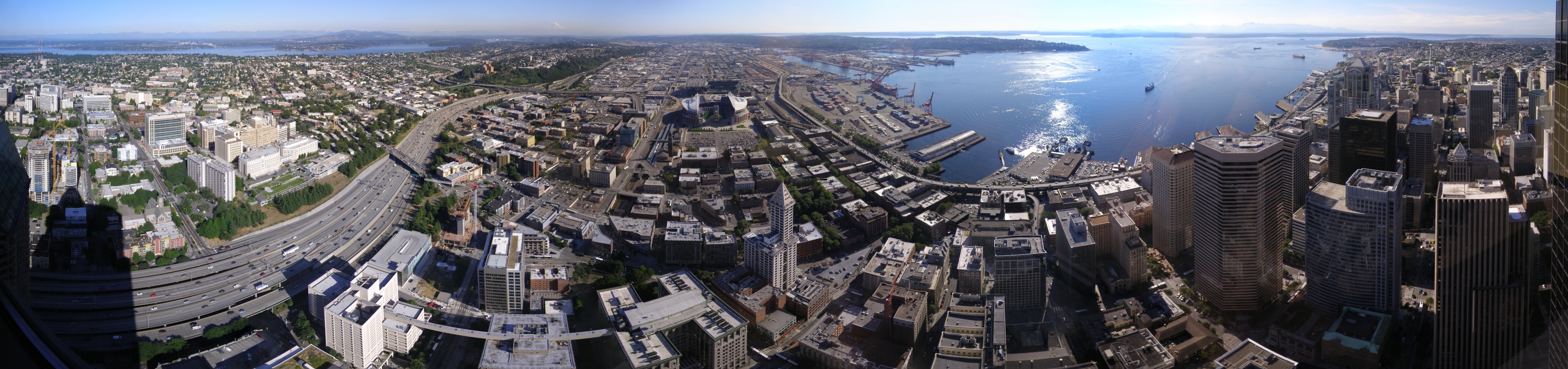 Panorama shot at the 73rd floor of the Columbia Center (formerly Bank of America Tower) in down-town Seattle.