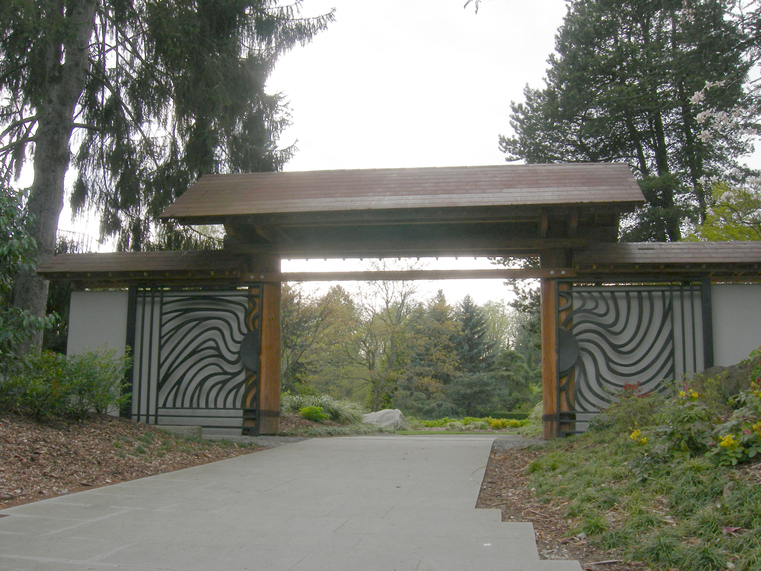 Formal gate, designed by Gerard Tsutakawa. Kubota Garden, Rainier Beach, Seattle, Washington.
