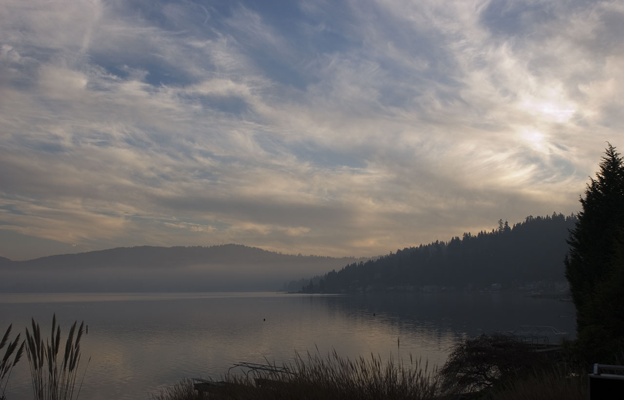 A sunset over Lake Sammamish in mid-December.
