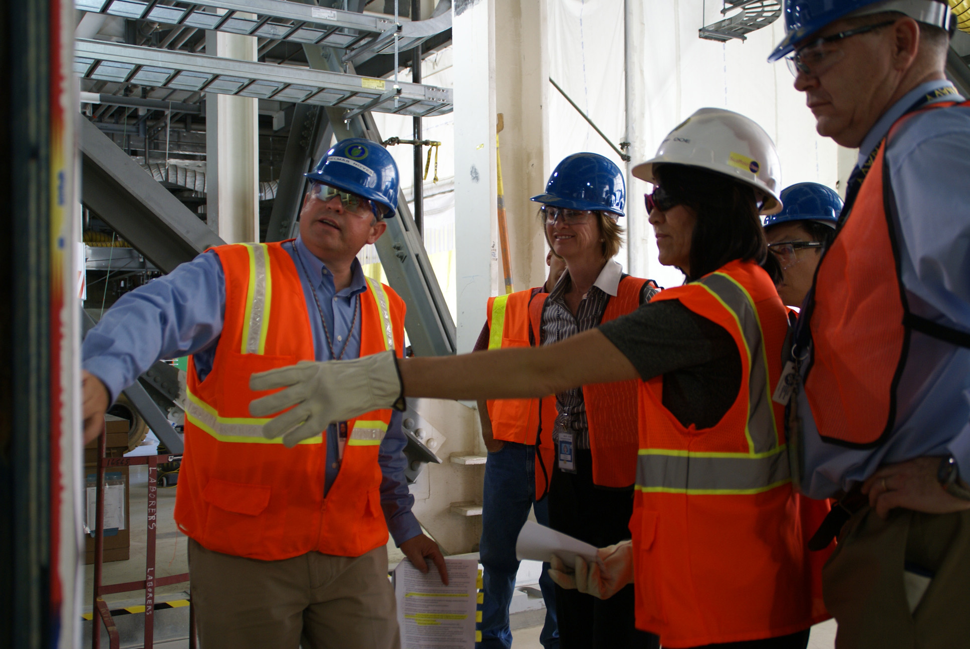 Former DOE Undersecretary Kristina Johnson tours the ongoing construction of the Waste Treatment Plant at Hanford.