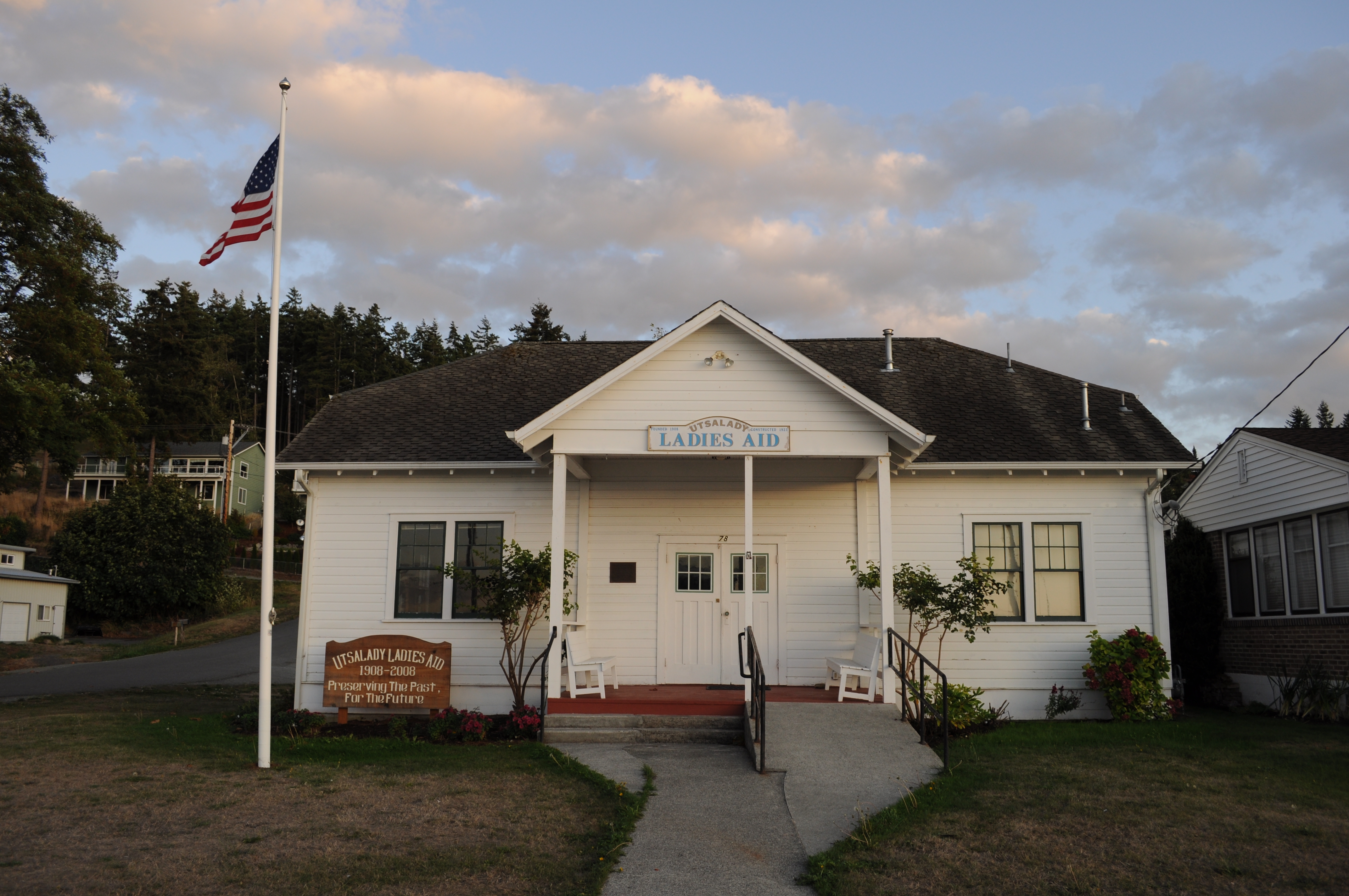 Utsalady Ladies Aid, Utsalady, Washington, USA, on the north shore of Camano Island. Listed on the National Register of Historic Places.
