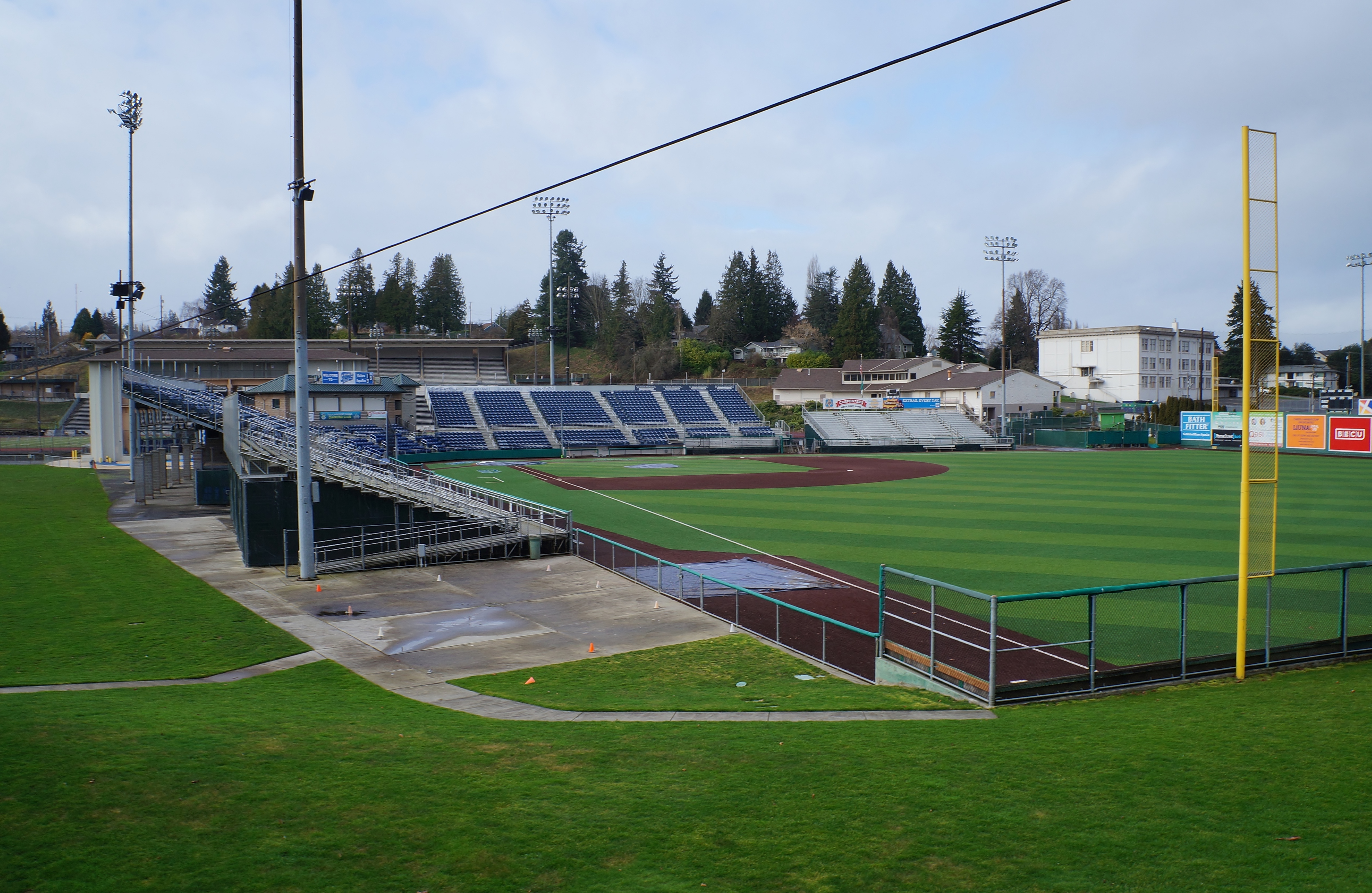 The stands at Funko Field, a minor league ballpark that is part of the Everett Memorial Stadium complex in Everett, Washington, U.S.