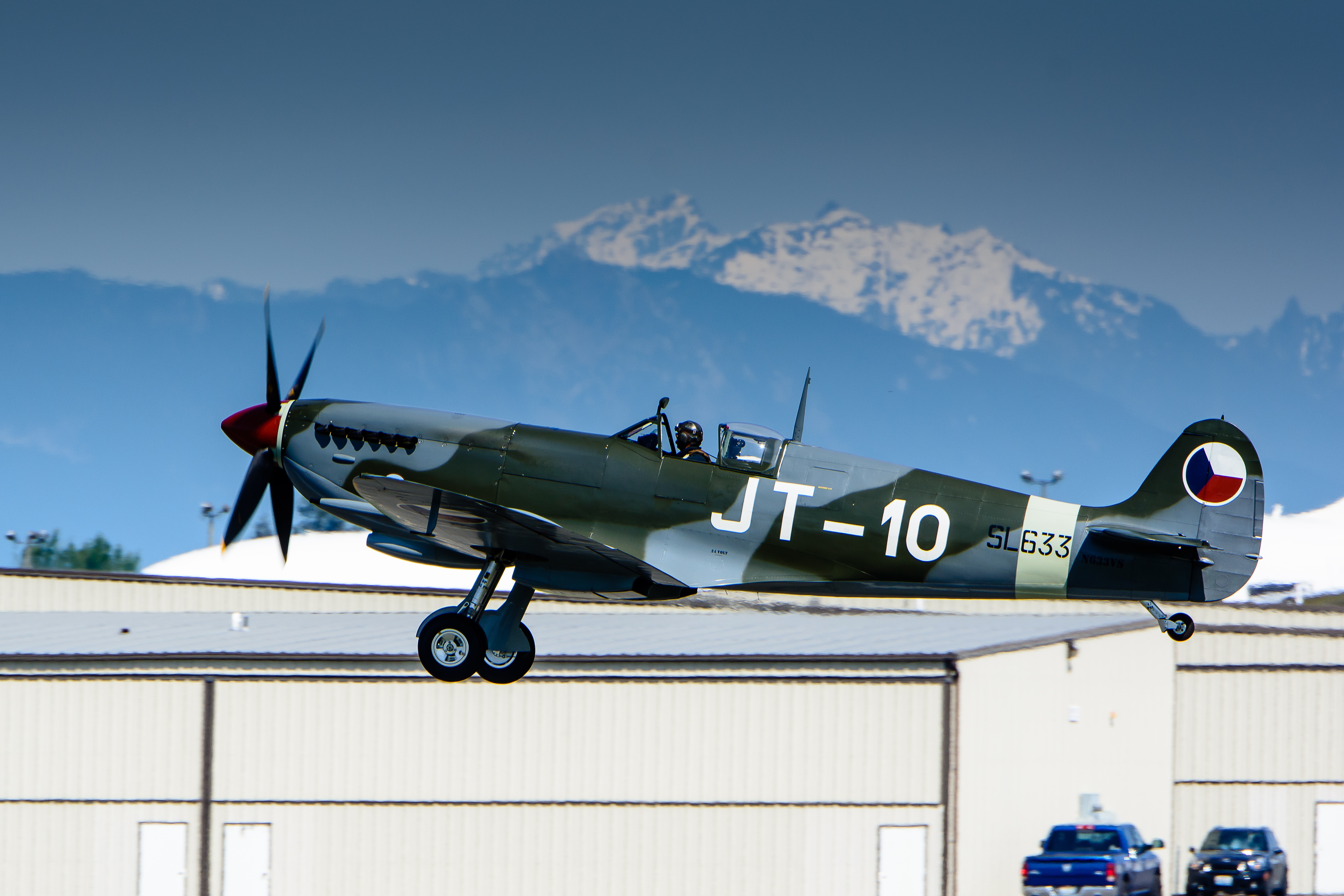 The Historic Flight Foundation's Supermarine Spitfire LF Mark IXe over Paine Field.