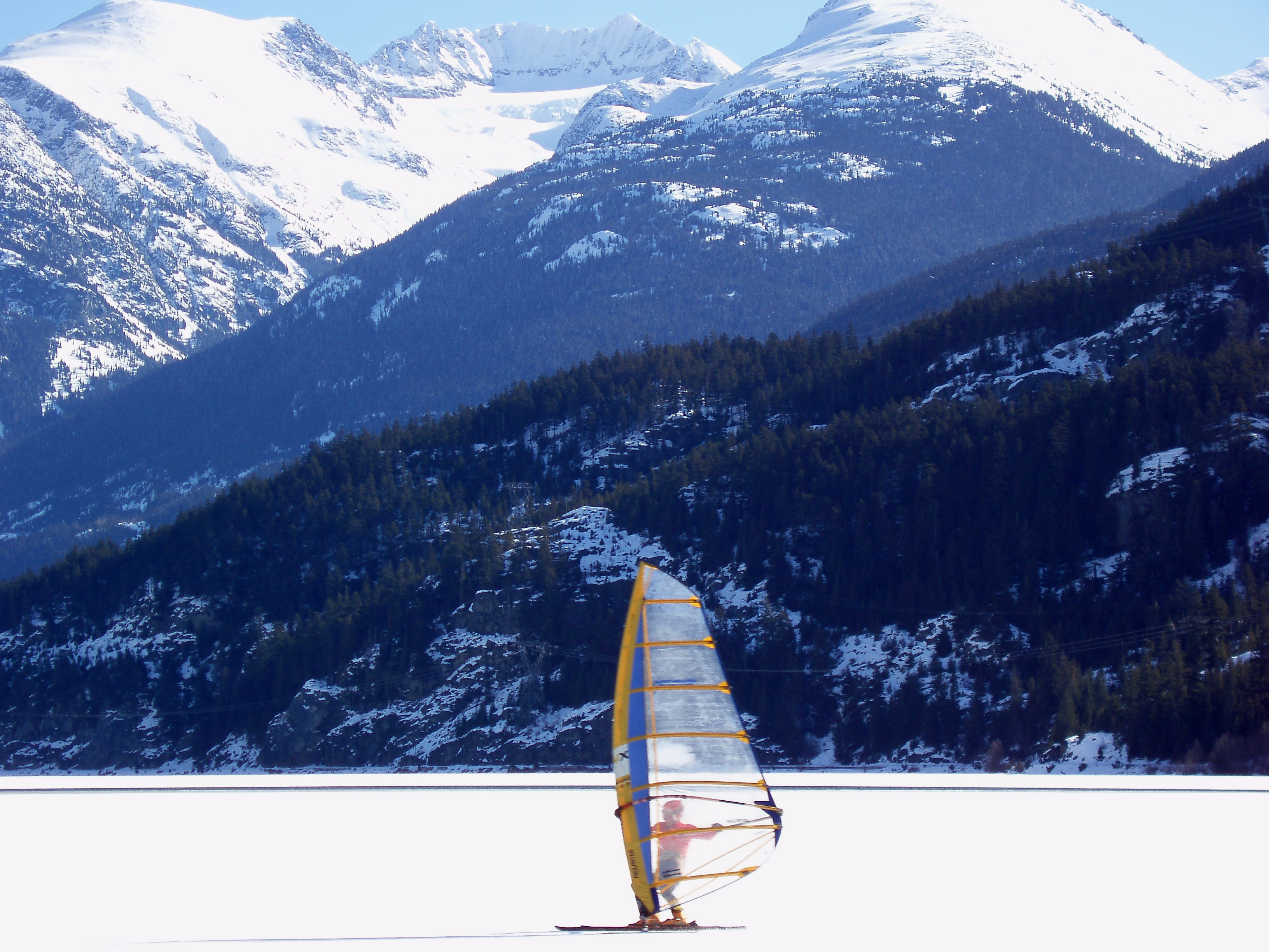 "Zooming across frozen Green Lake near Whistler, British Columbia, Canada."