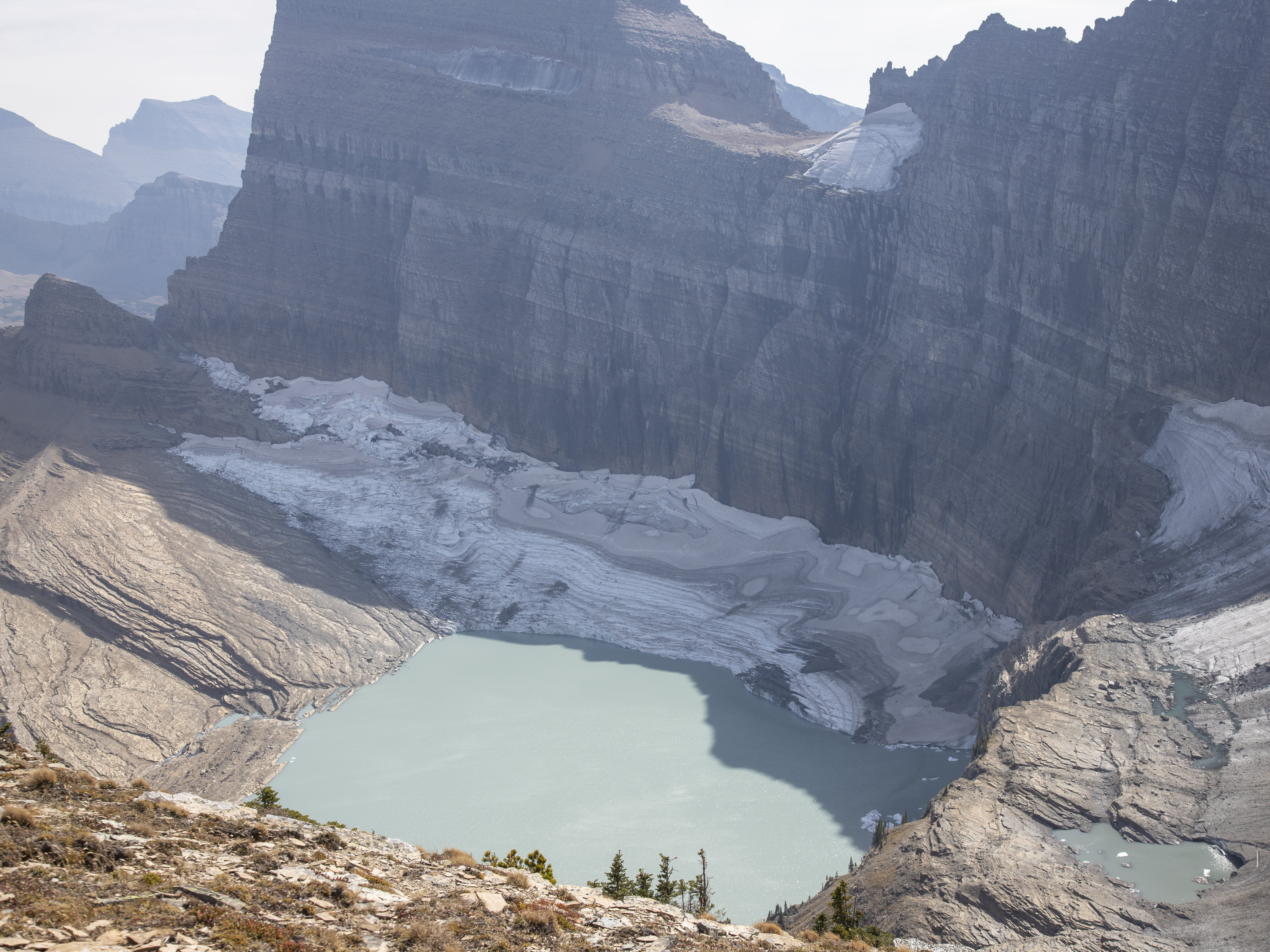Grinnell Glacier from Lower Grinnell Ridge in 2023.