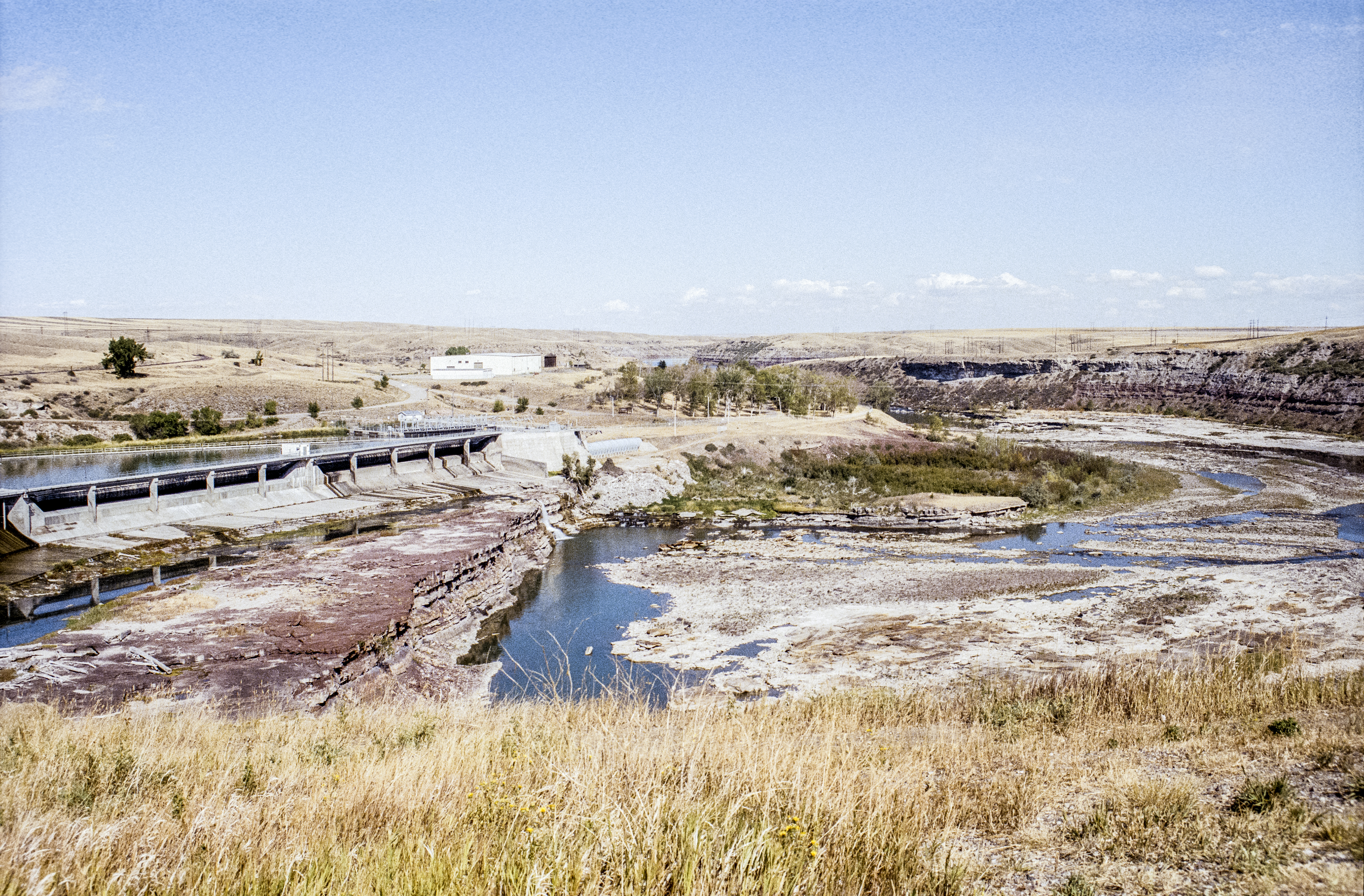 Rainbow Falls and Rainbow Dam on the Missouri River, Great Falls, Montana, USA. Scanned Fujicolor negative.
