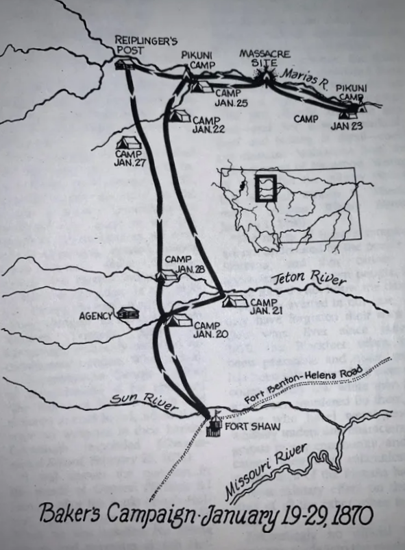 Major Eugene M. Baker's Marias River Campaign, Montana, January 19-29, 1870.