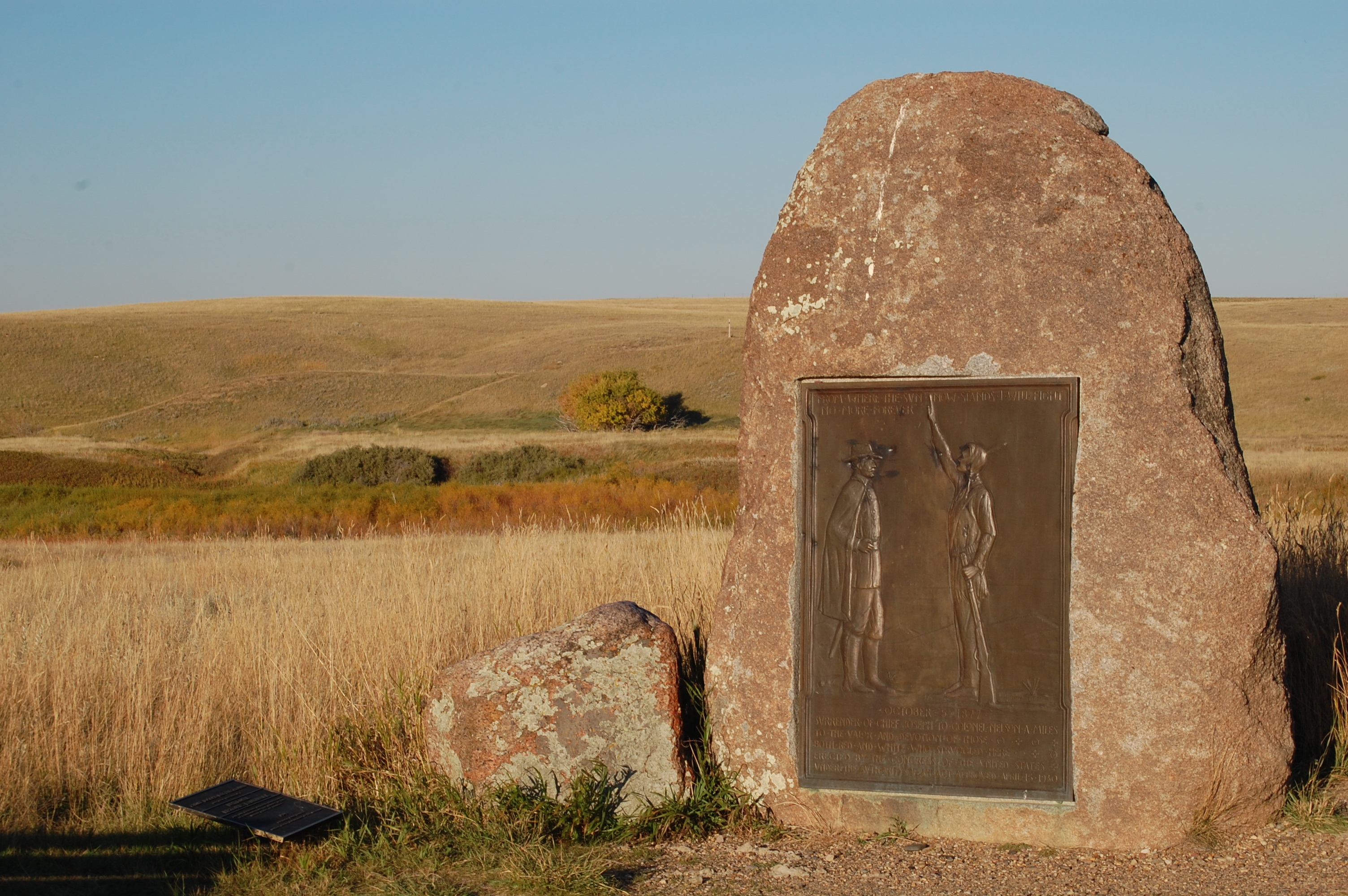 Monument at Bear Paw Battlefield near Chinook, MT.