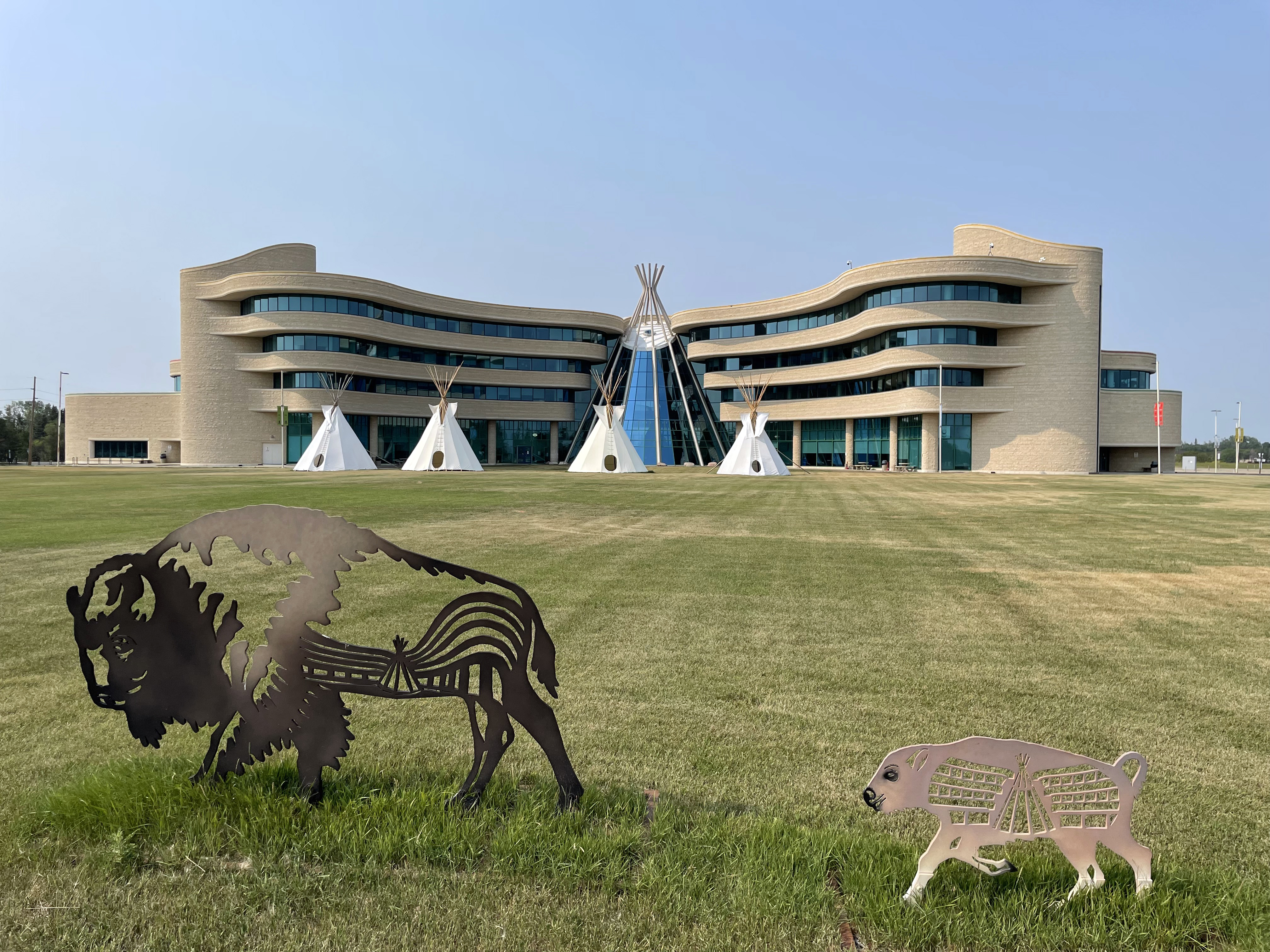 First Nations University of Canada (FNUniv) building in Regina, Saskatchewan, Canada. The building was designed by architect Douglas Cardinal.