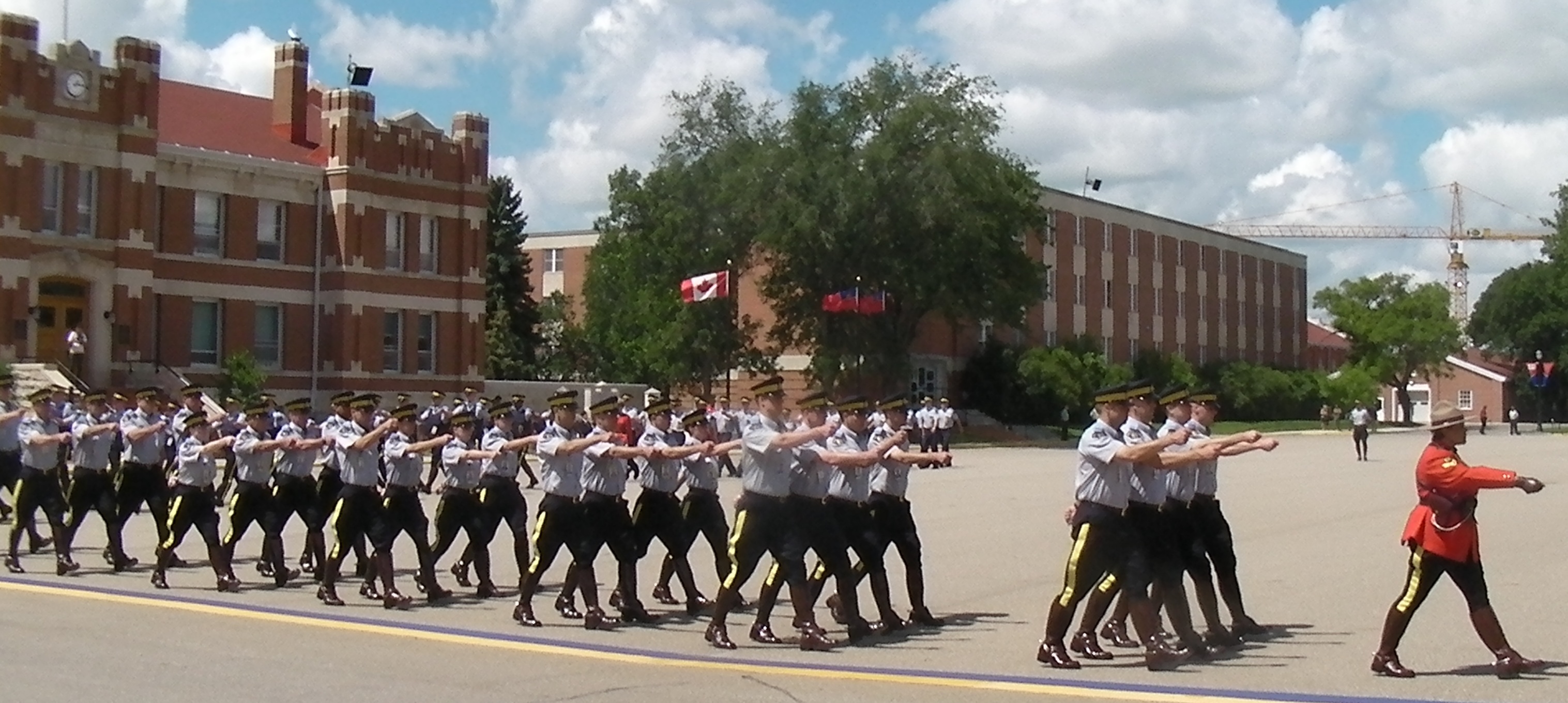 Royal Canadian Mounted Police cadets at the RCMP Academy in Regina, Saskatchewan, Canada.  1:16 PM local time.