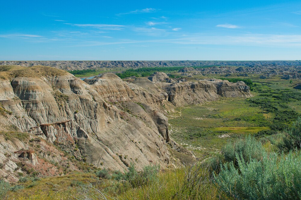 Some rock formations in Dinosaur Provincial Park, AB, Canada.