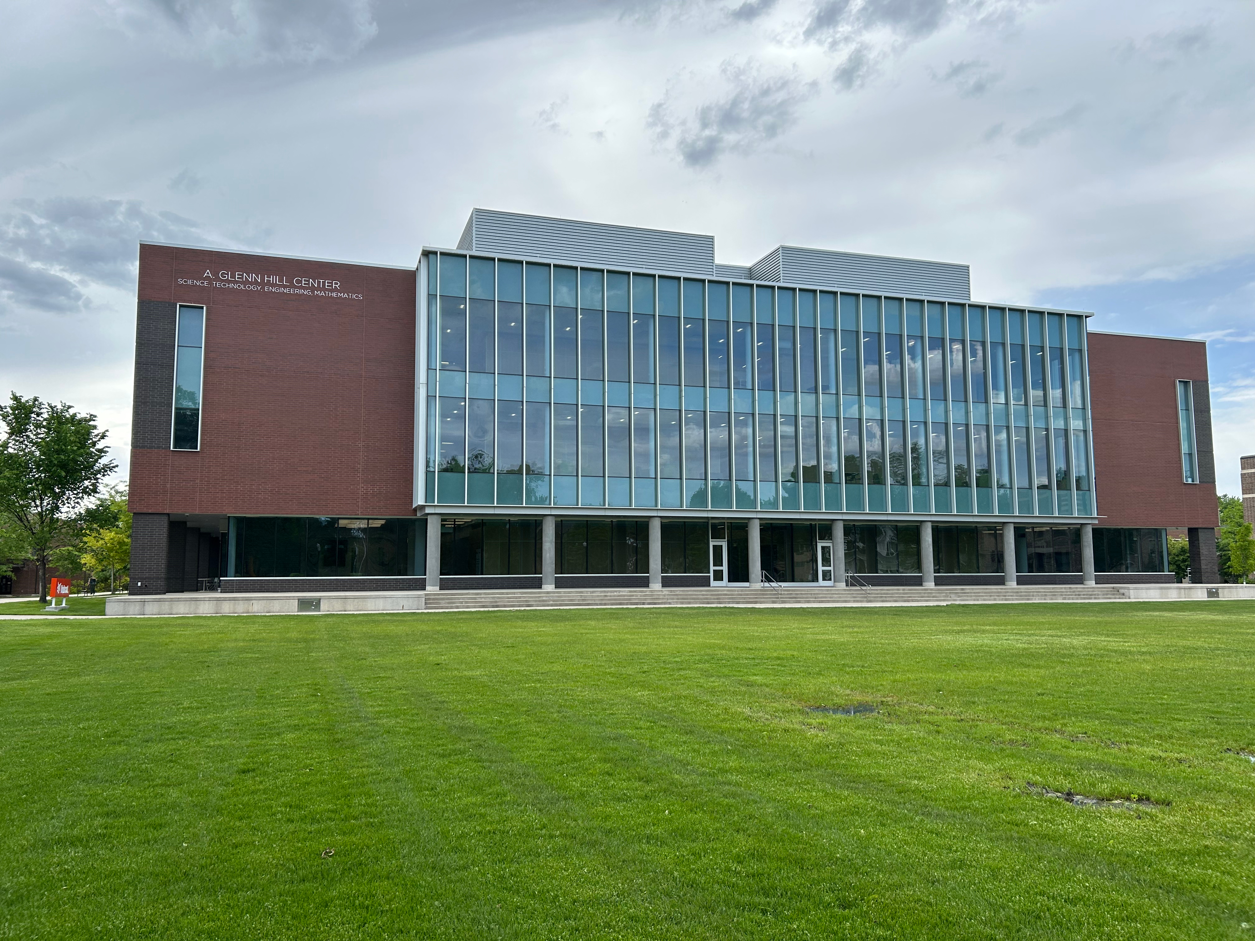 STEM Building at North Dakota State University from field next to University Drive.